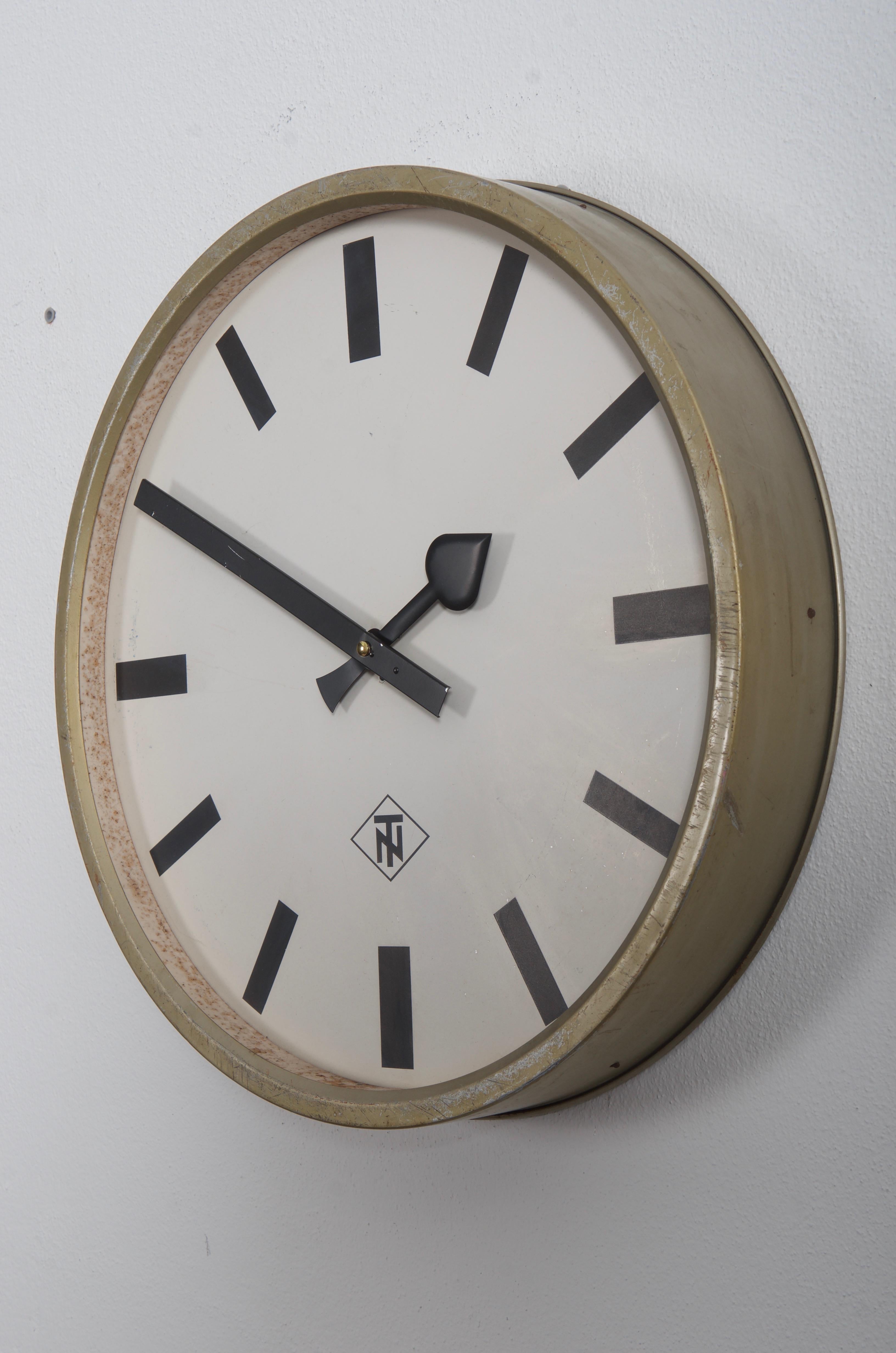 Painted Large Industrial Factory or Stration Clock by Telefonbau Und Normalzeit