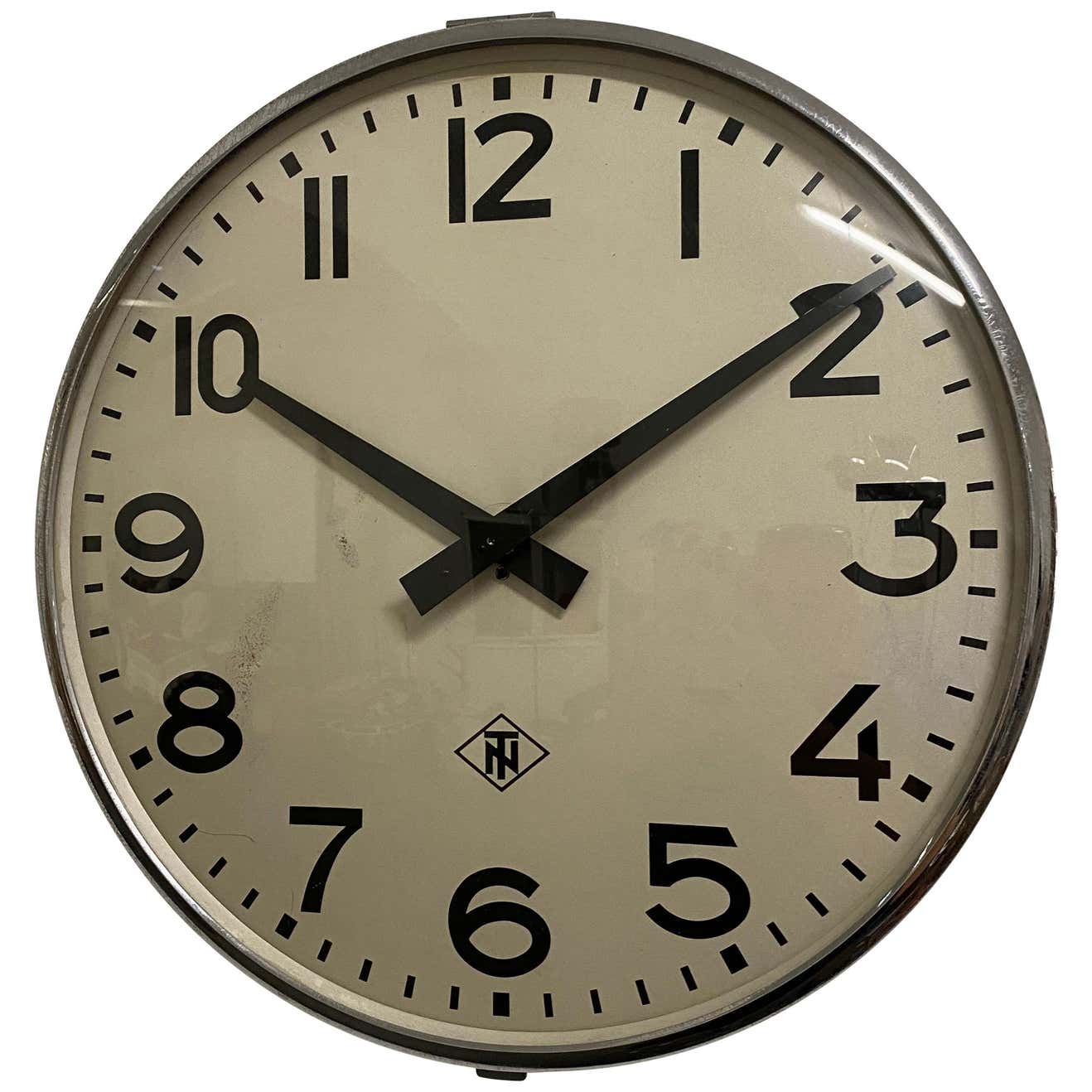 Large Industrial Factory or Stration Clock by Telefonbau Und Normalzeit ...