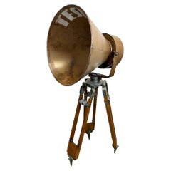Large Industrial Factory Tesla Spotlight on Wooden Tripod, 1950s