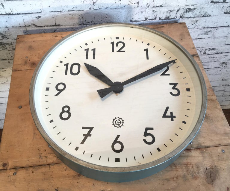 Large Industrial Factory Wall Clock From Chronotechna, 1950s at 1stDibs