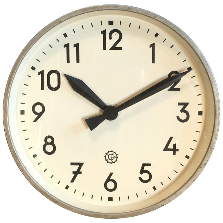 Large Industrial Factory Wall Clock From Chronotechna, 1950s at 1stDibs