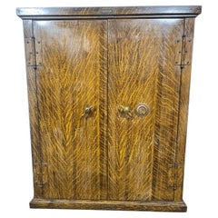 Large Industrial  Faux Wood Grain Metal Safe, dry bar, storage 