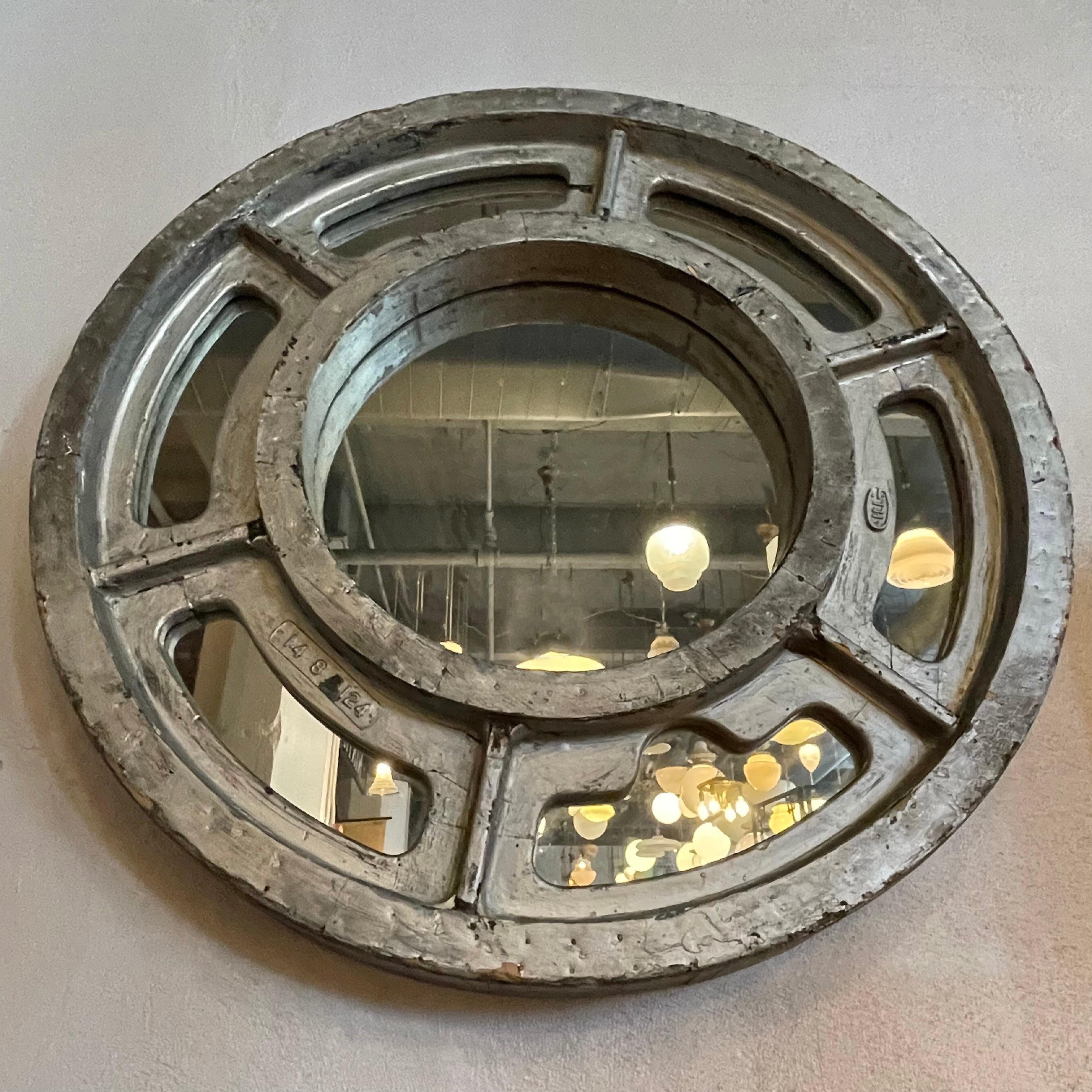 20th Century Large Industrial Gear Pattern Mirror For Sale