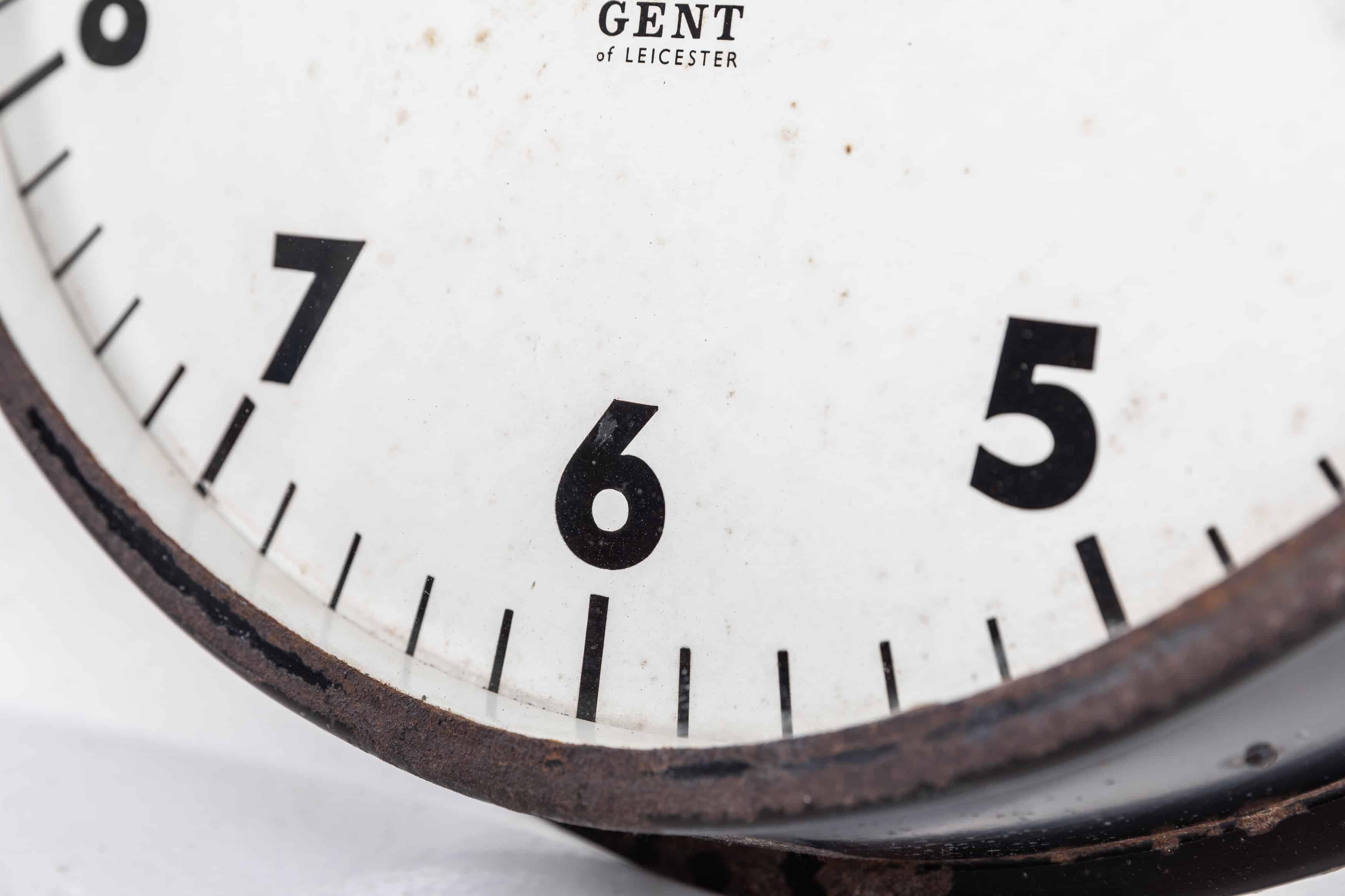 Glass Large Industrial Gents of Leicester Factory Wall Clock, c.1940