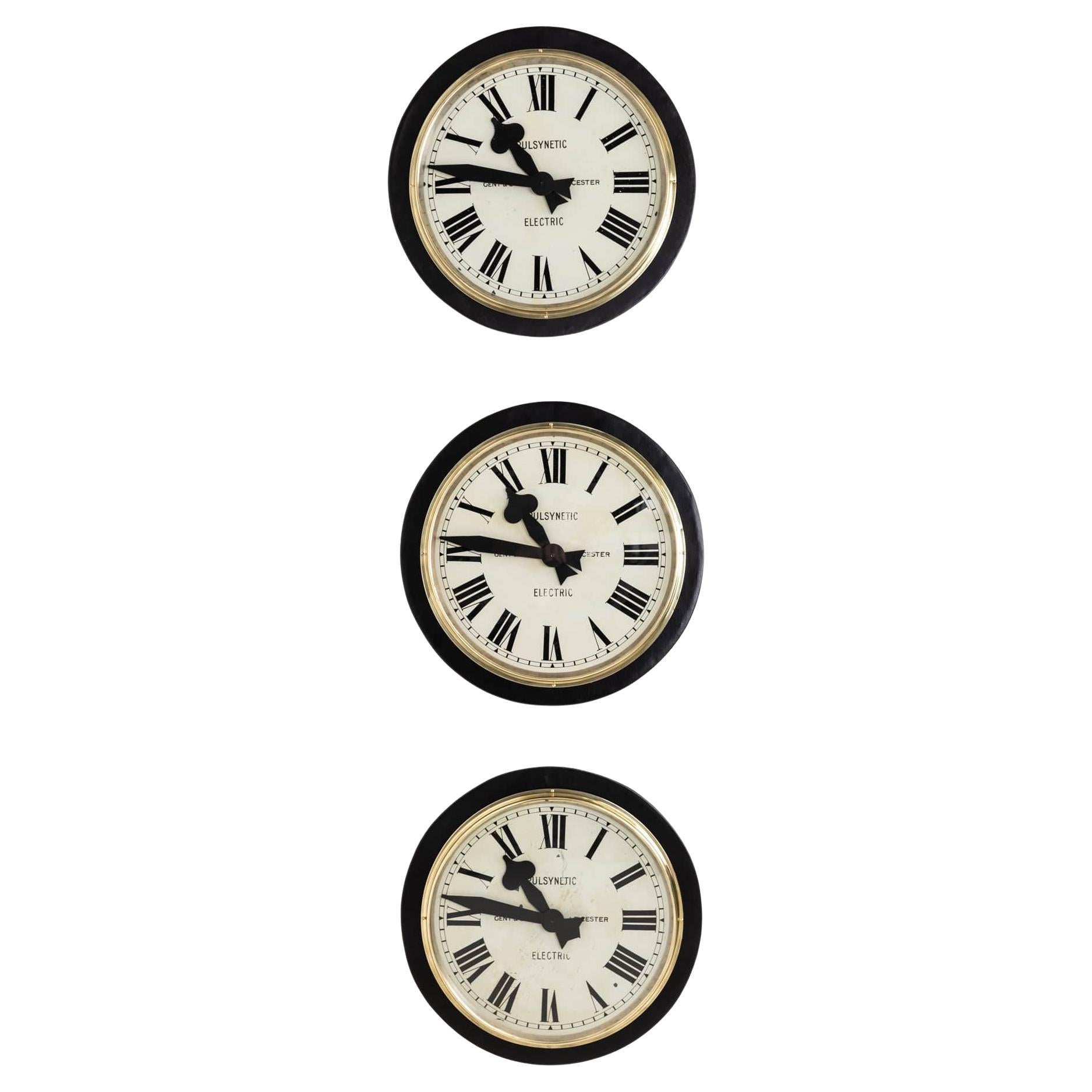 Gran reloj de pared industrial de la fábrica ferroviaria Gents of Leicester. c1920