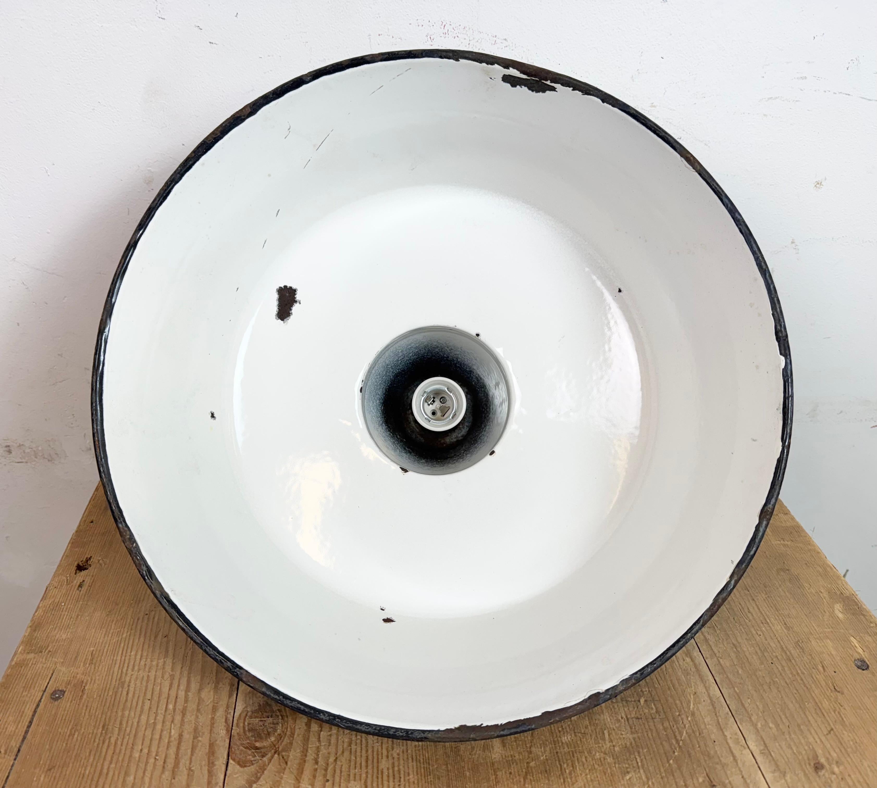 Large Industrial Green Enamel Factory Pendant Lamp, 1960s For Sale 11