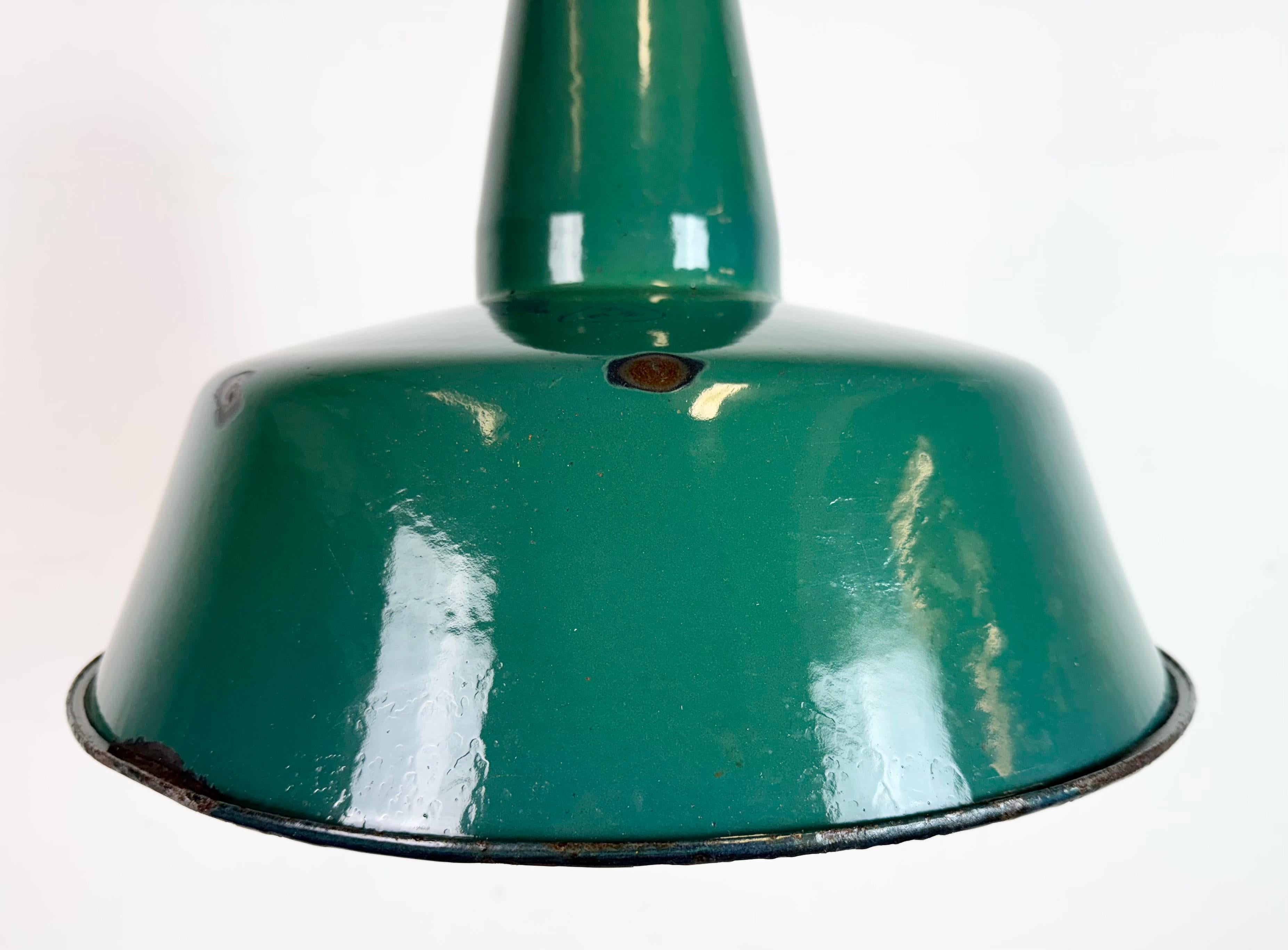 20th Century Large Industrial Green Enamel Factory Pendant Lamp, 1960s For Sale