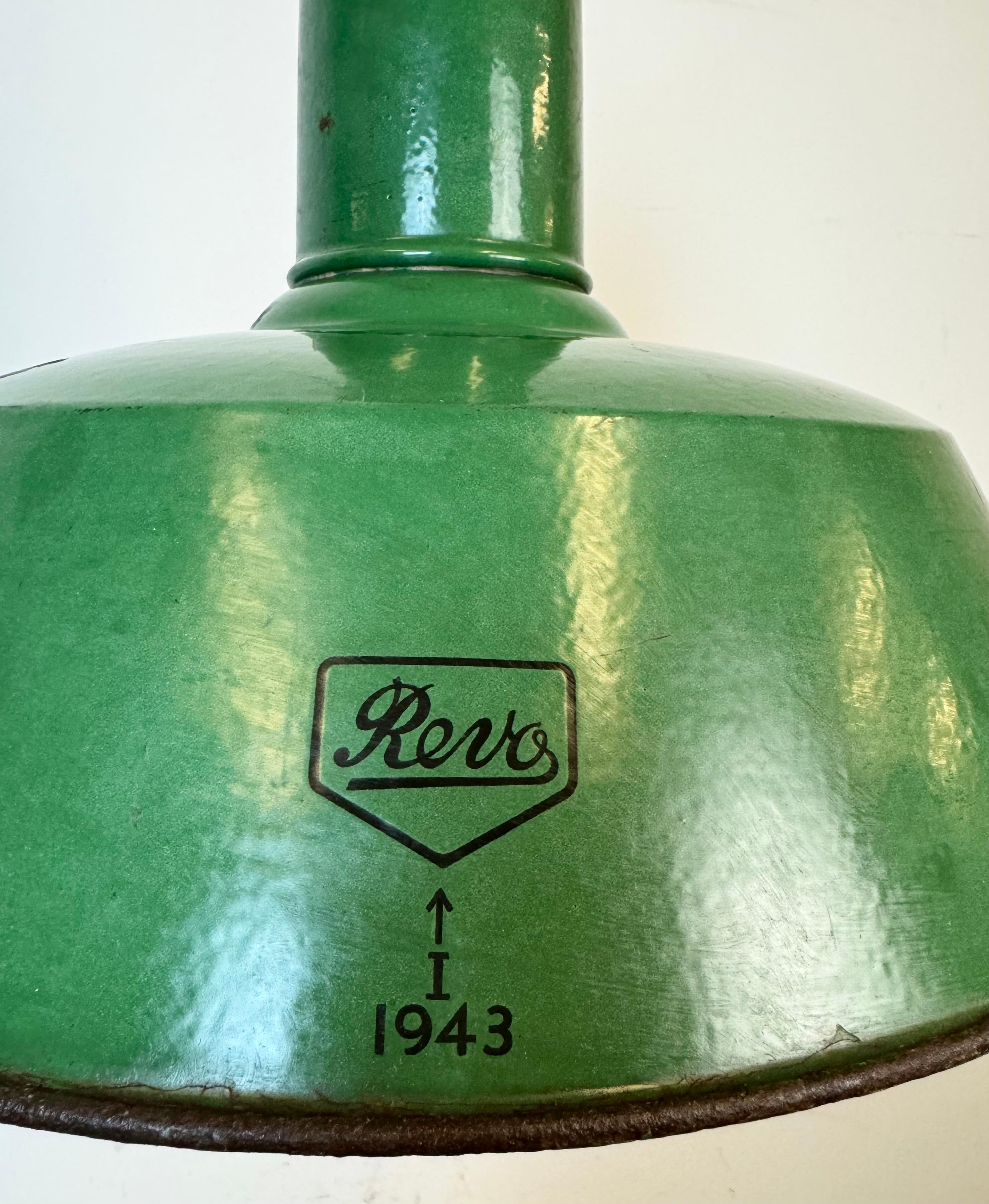 20th Century Large Industrial Green Enamel Factory Pendant Lamp from Revo, 1940s For Sale