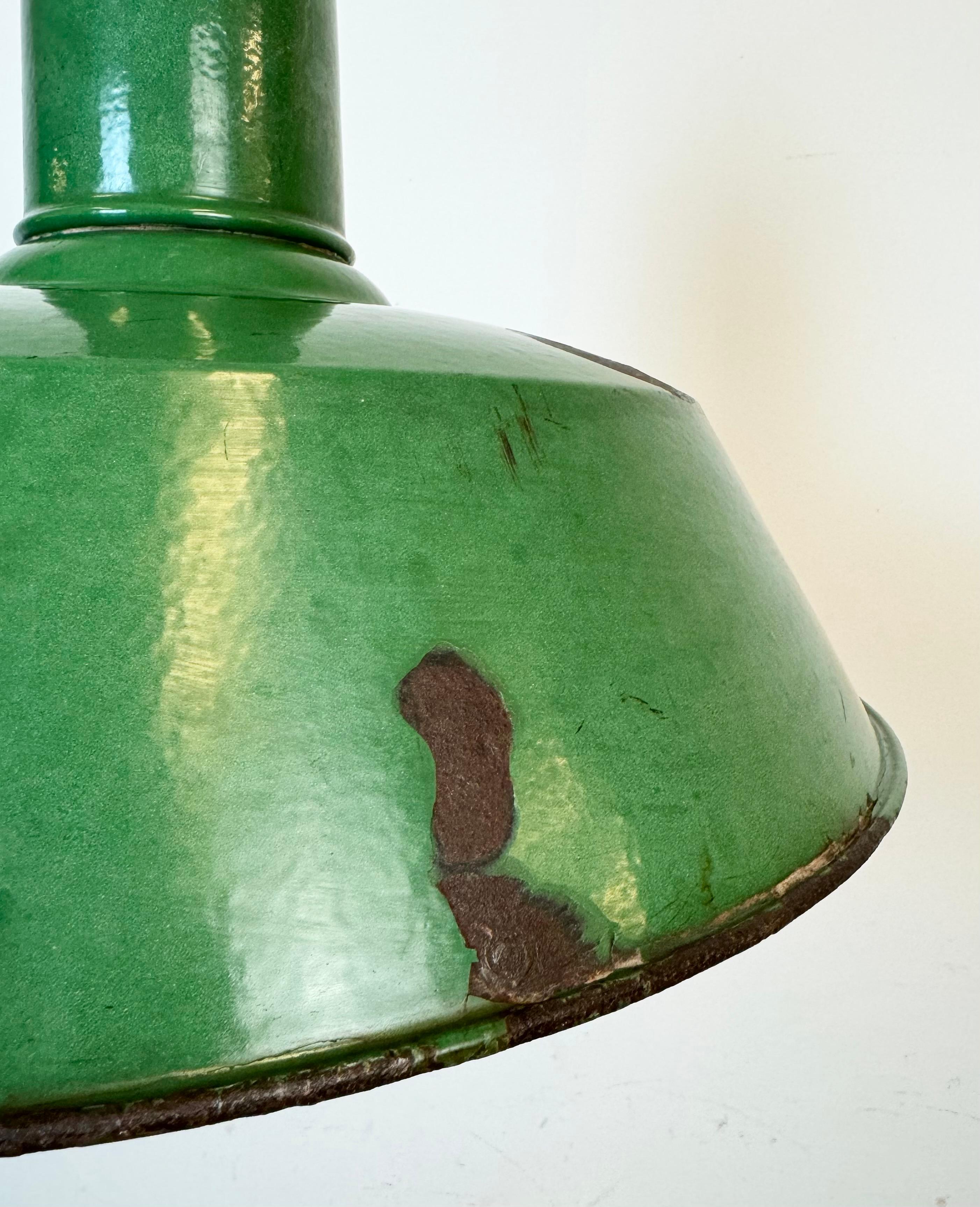 Large Industrial Green Enamel Factory Pendant Lamp from Revo, 1940s For Sale 2
