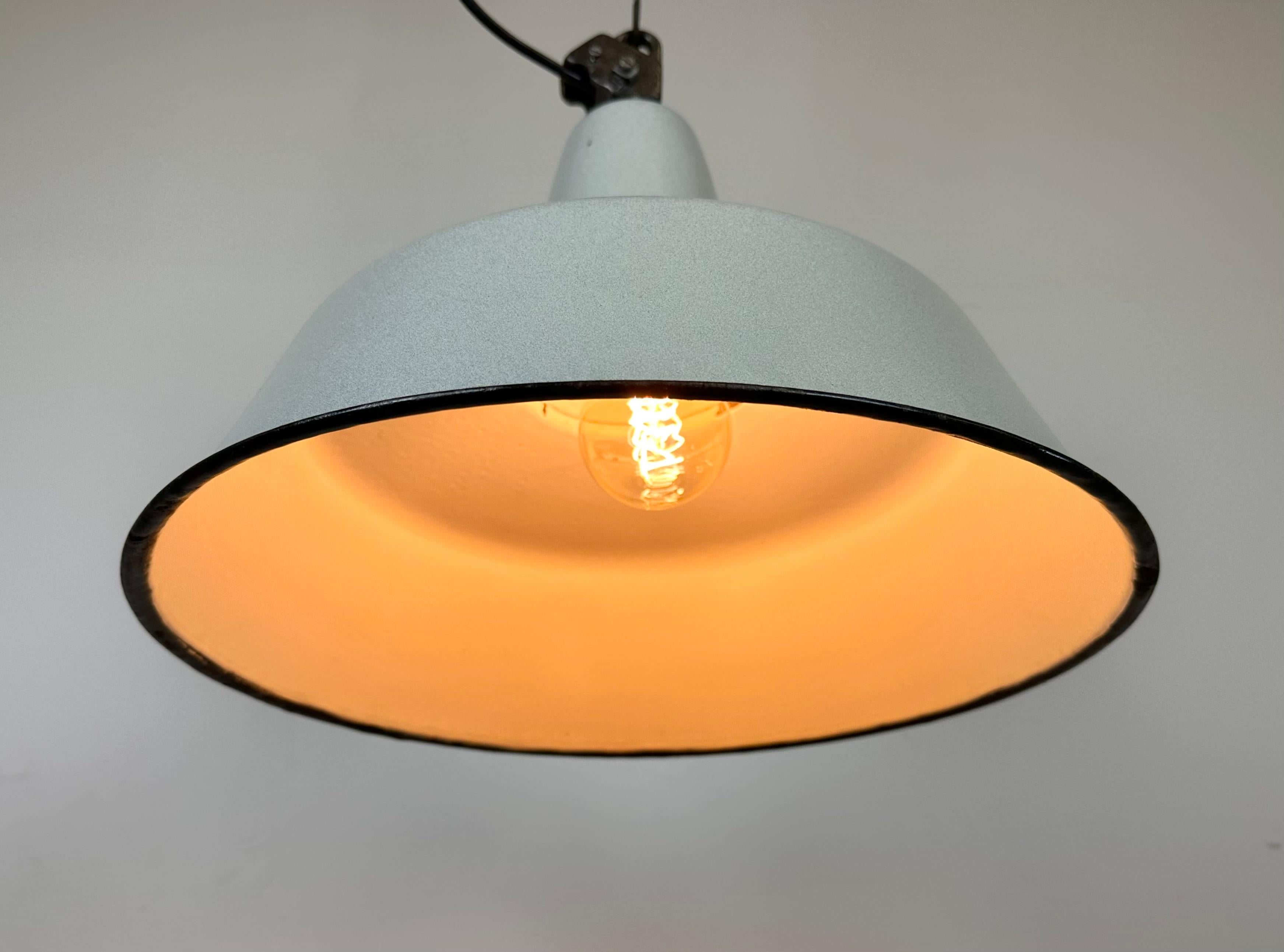 Large Industrial Grey Enamel Factory Pendant Lamp from Zaos, 1960s For Sale 5