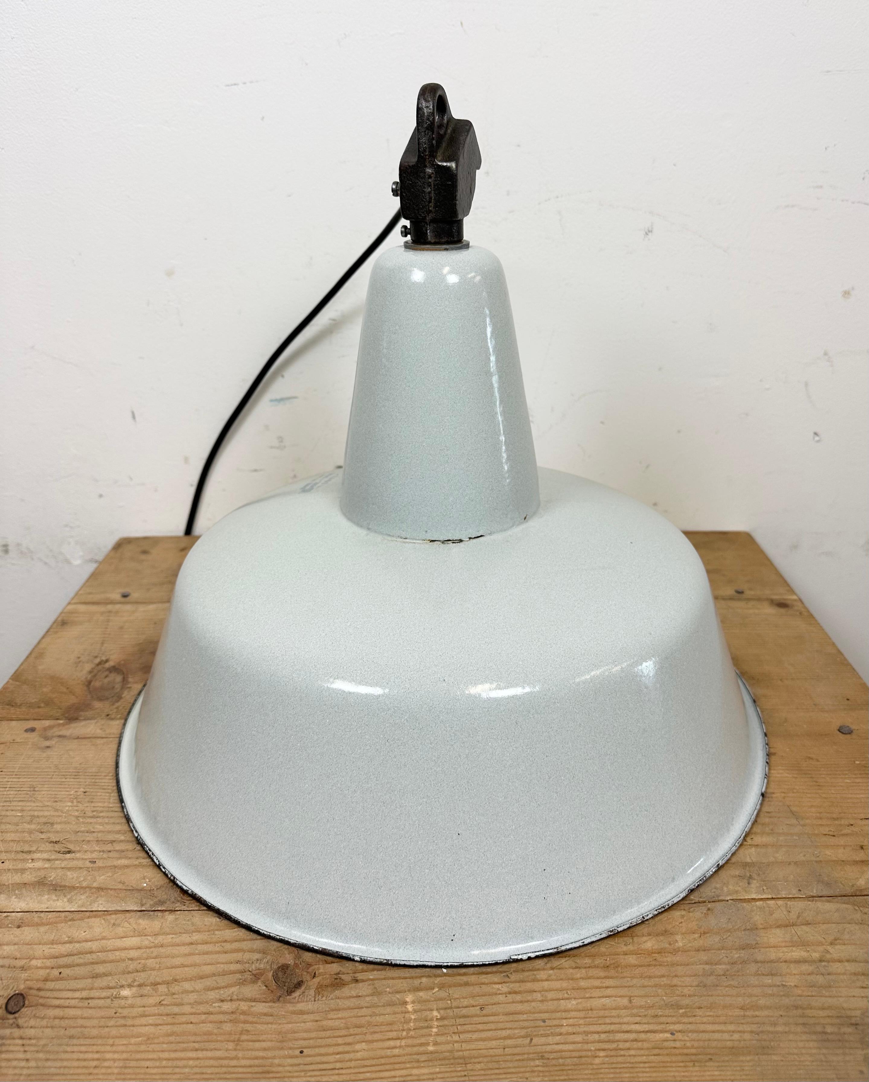 Large Industrial Grey Enamel Factory Pendant Lamp from Zaos, 1960s For Sale 7