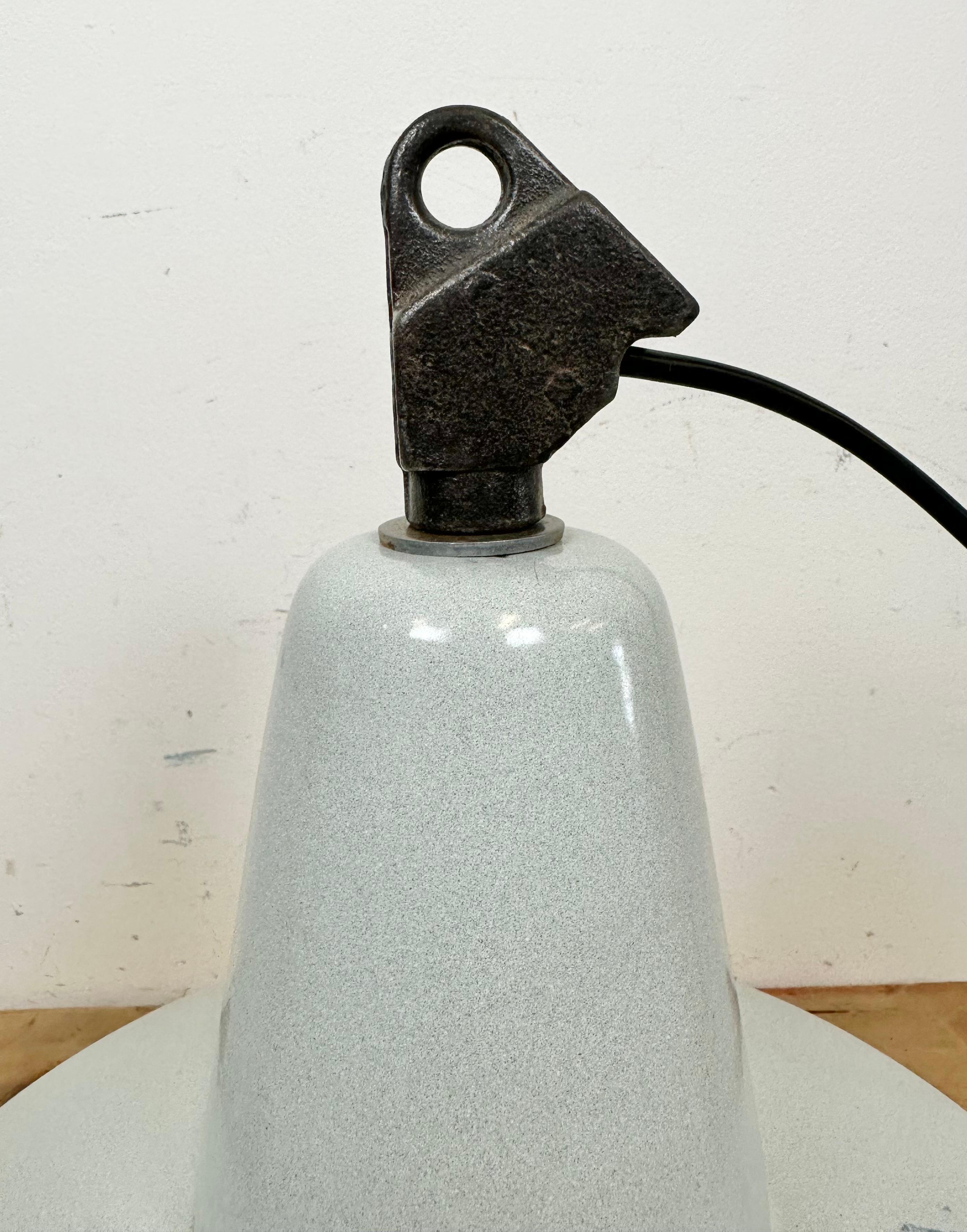 Large Industrial Grey Enamel Factory Pendant Lamp from Zaos, 1960s For Sale 9