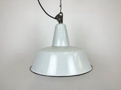 Large Industrial Grey Enamel Factory Pendant Lamp from Zaos, 1960s