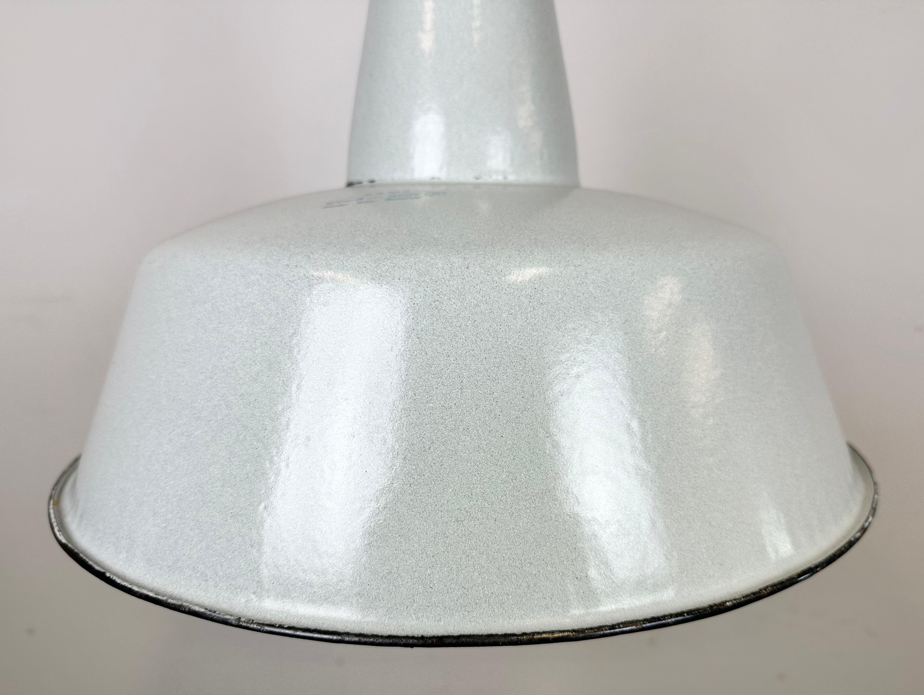 20th Century Large Industrial Grey Enamel Factory Pendant Lamp from Zaos, 1960s For Sale