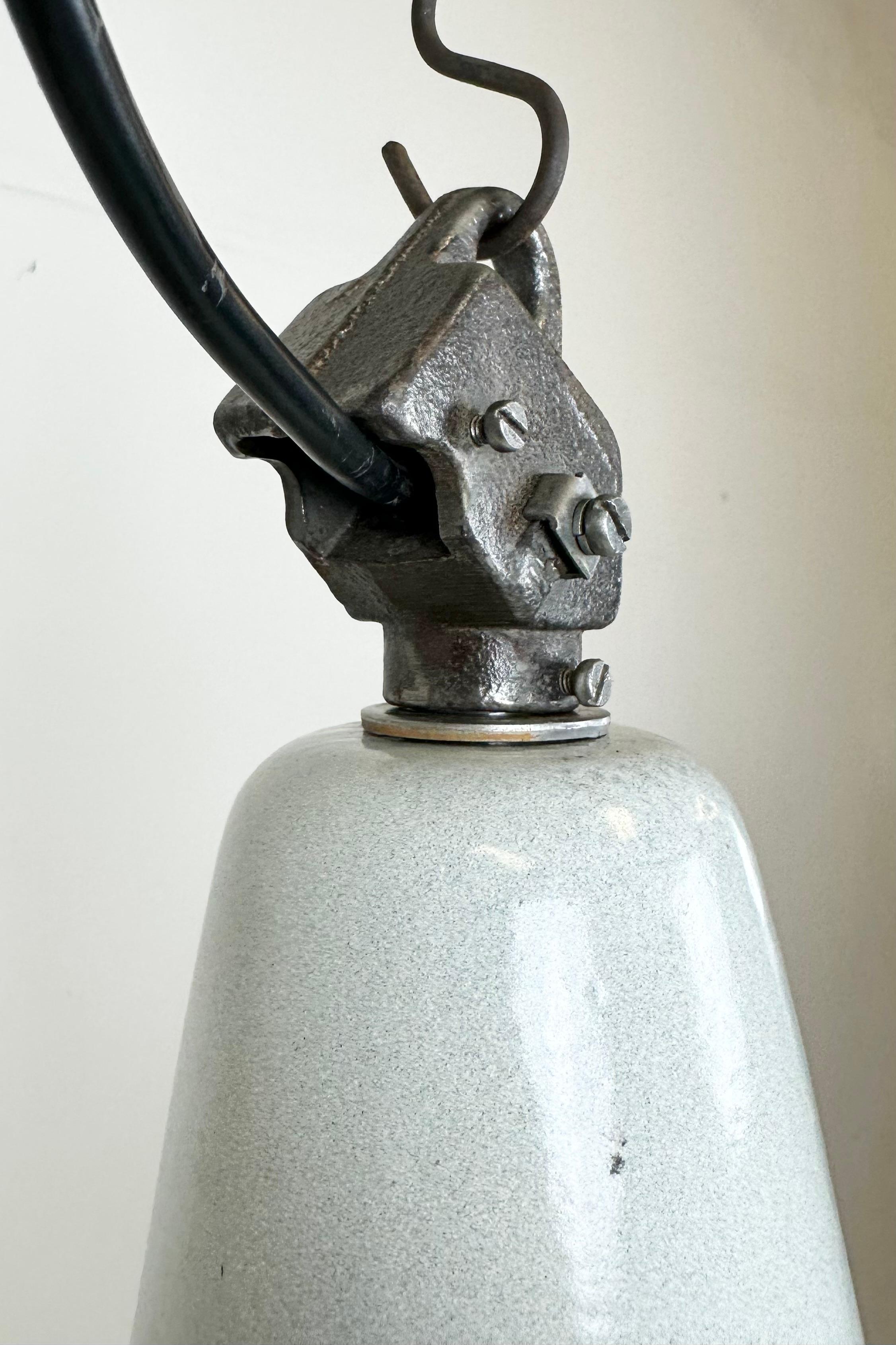 Large Industrial Grey Enamel Factory Pendant Lamp from Zaos, 1960s For Sale 1