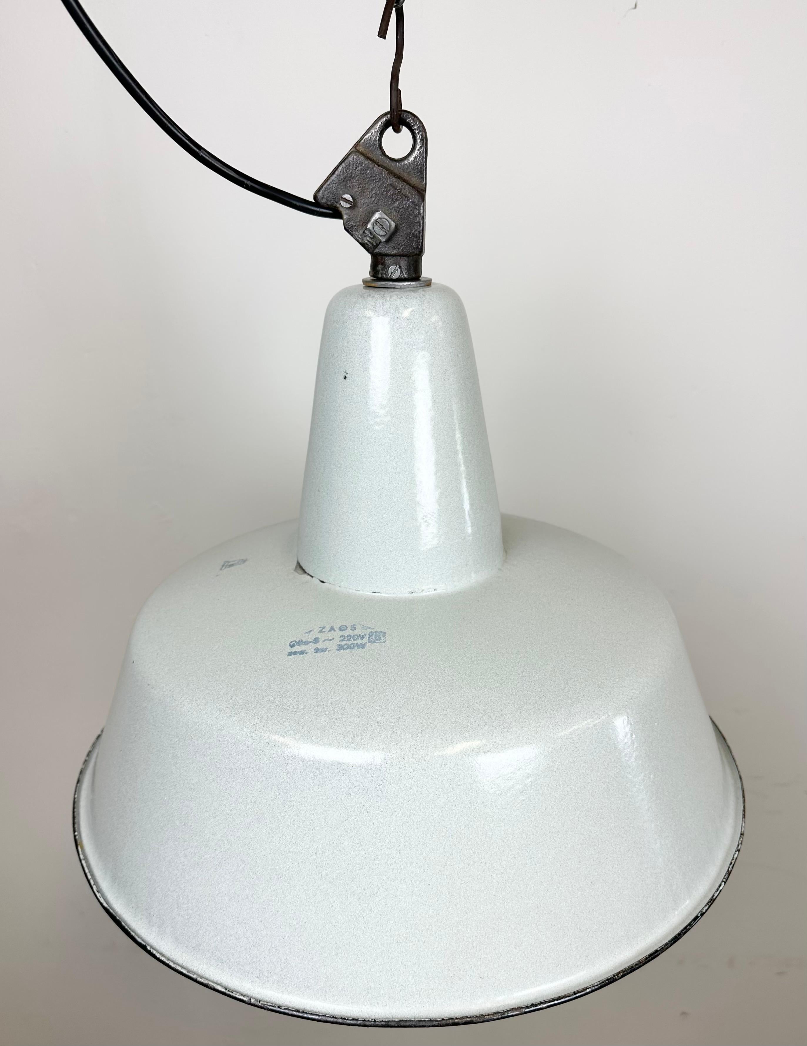 Large Industrial Grey Enamel Factory Pendant Lamp from Zaos, 1960s For Sale 2
