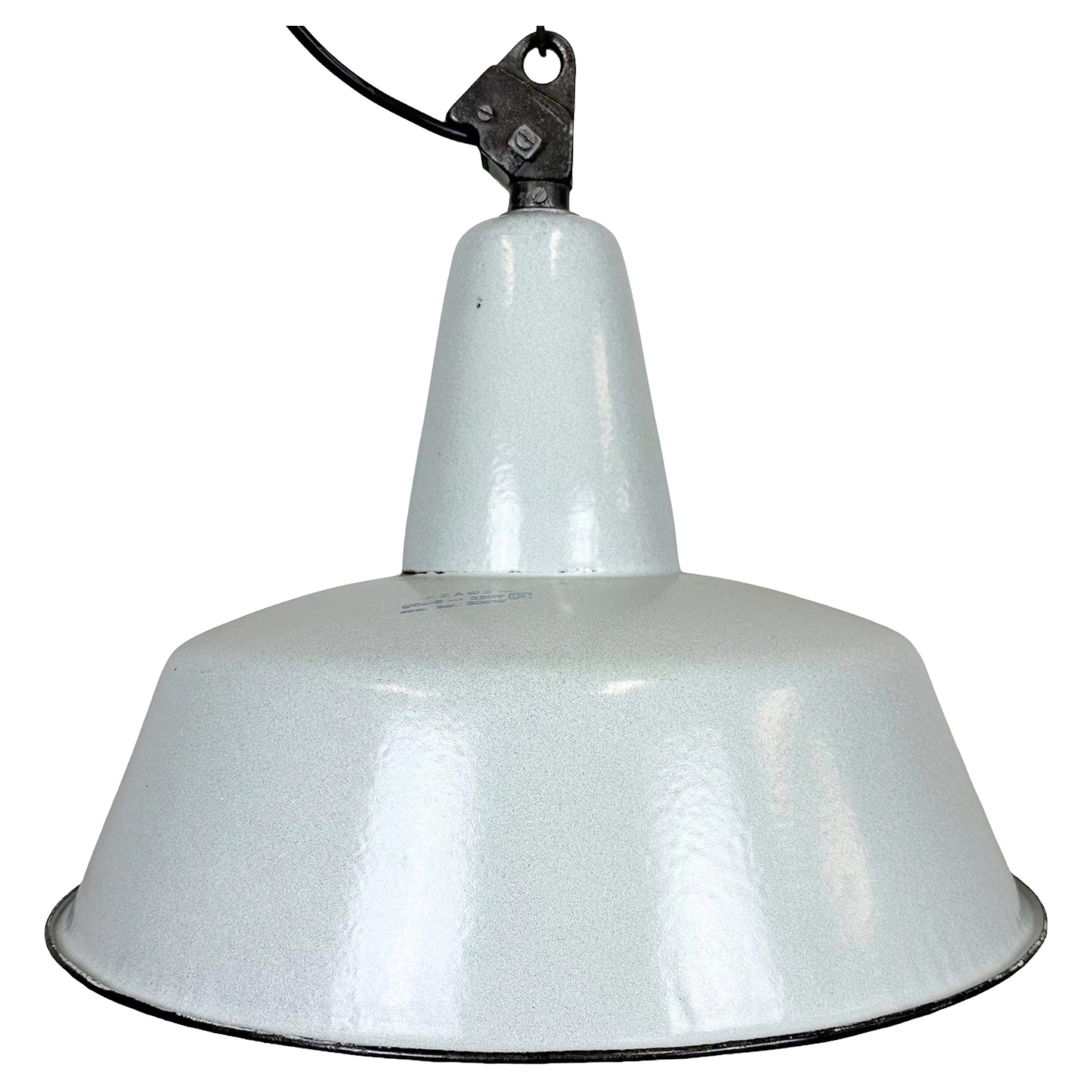 Large Industrial Grey Enamel Factory Pendant Lamp from Zaos, 1960s For Sale