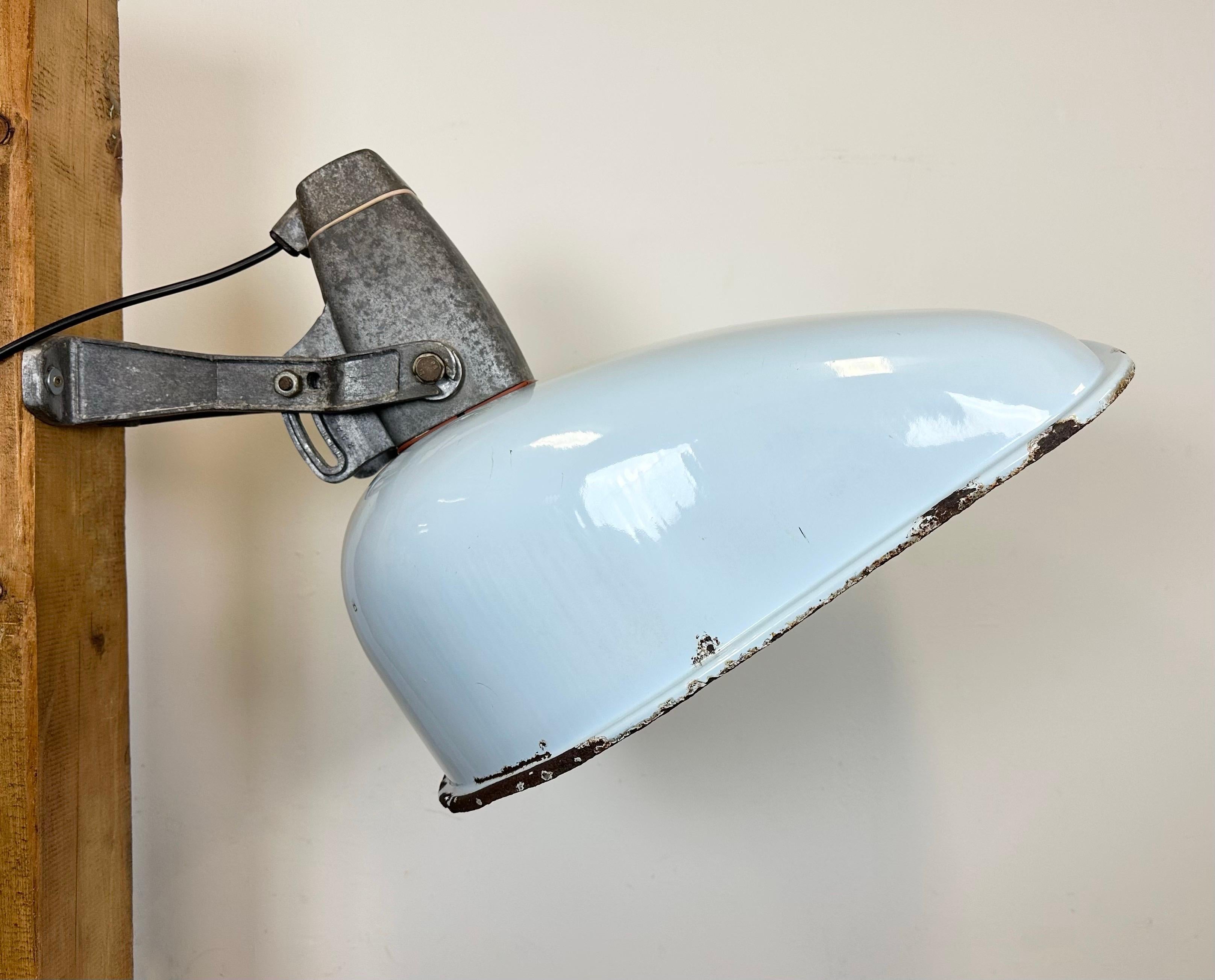 Large Industrial Grey Enamel Wall Lamp, 1960s 6