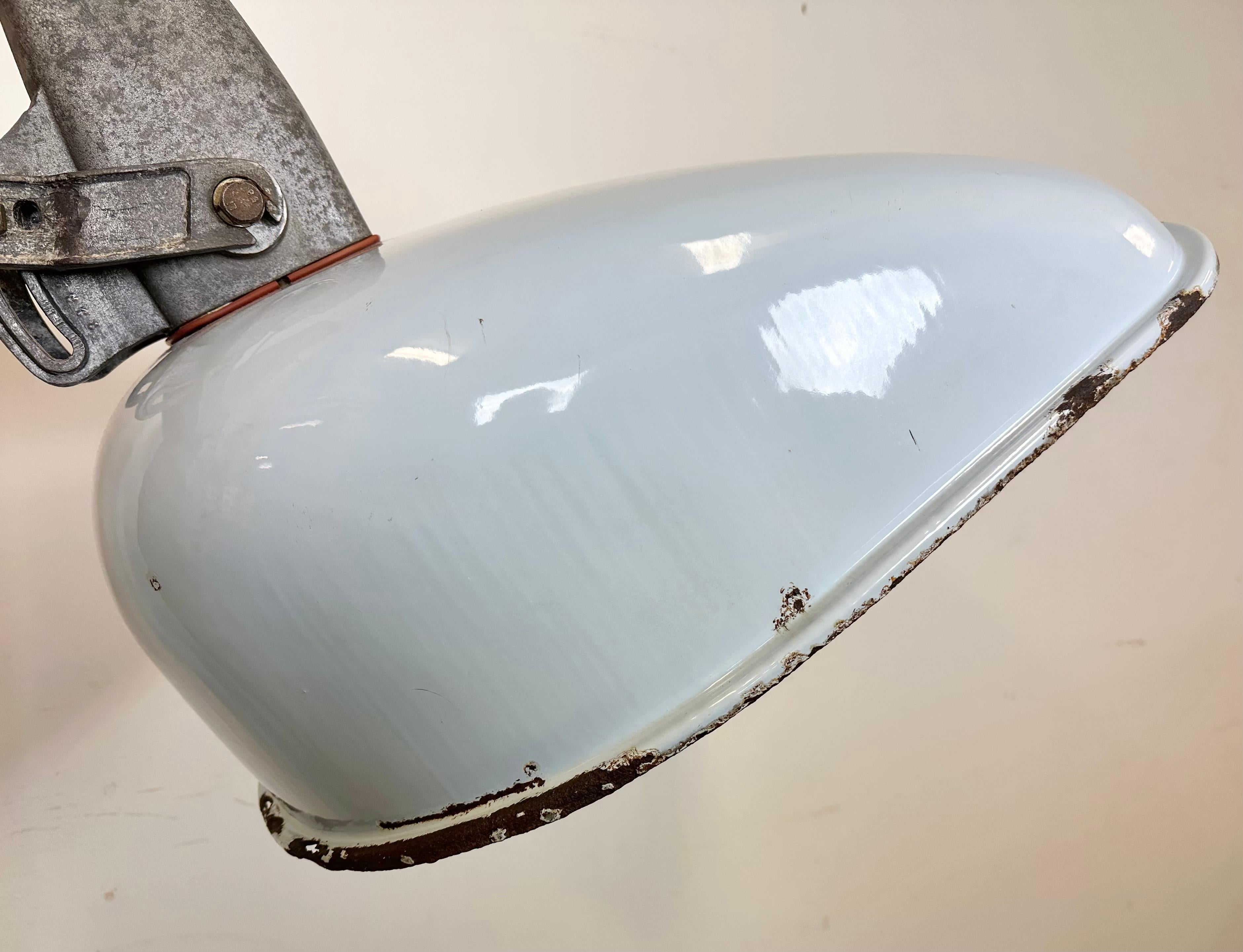 Large Industrial Grey Enamel Wall Lamp, 1960s 8