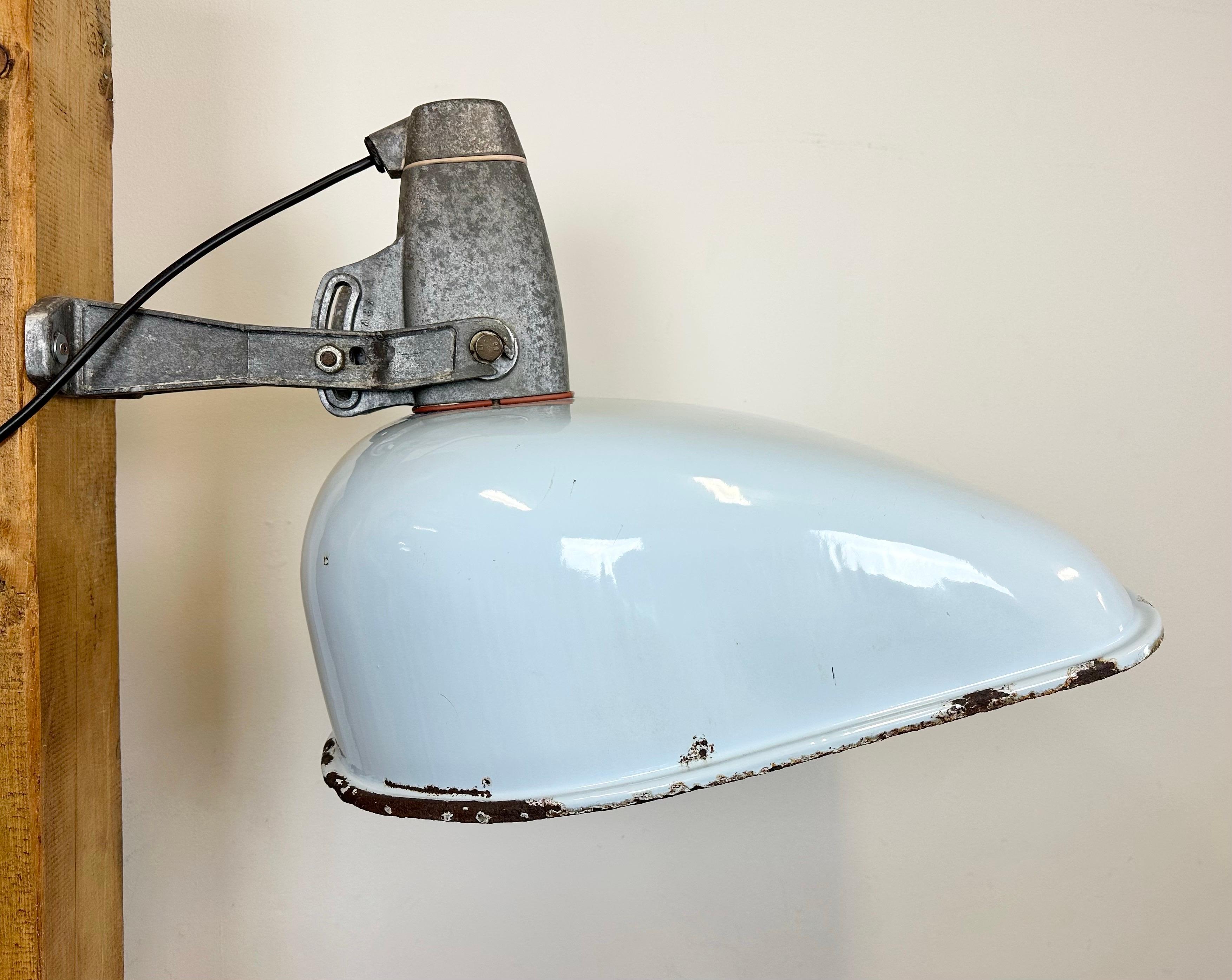 Large Industrial Grey Enamel Wall Lamp, 1960s 9