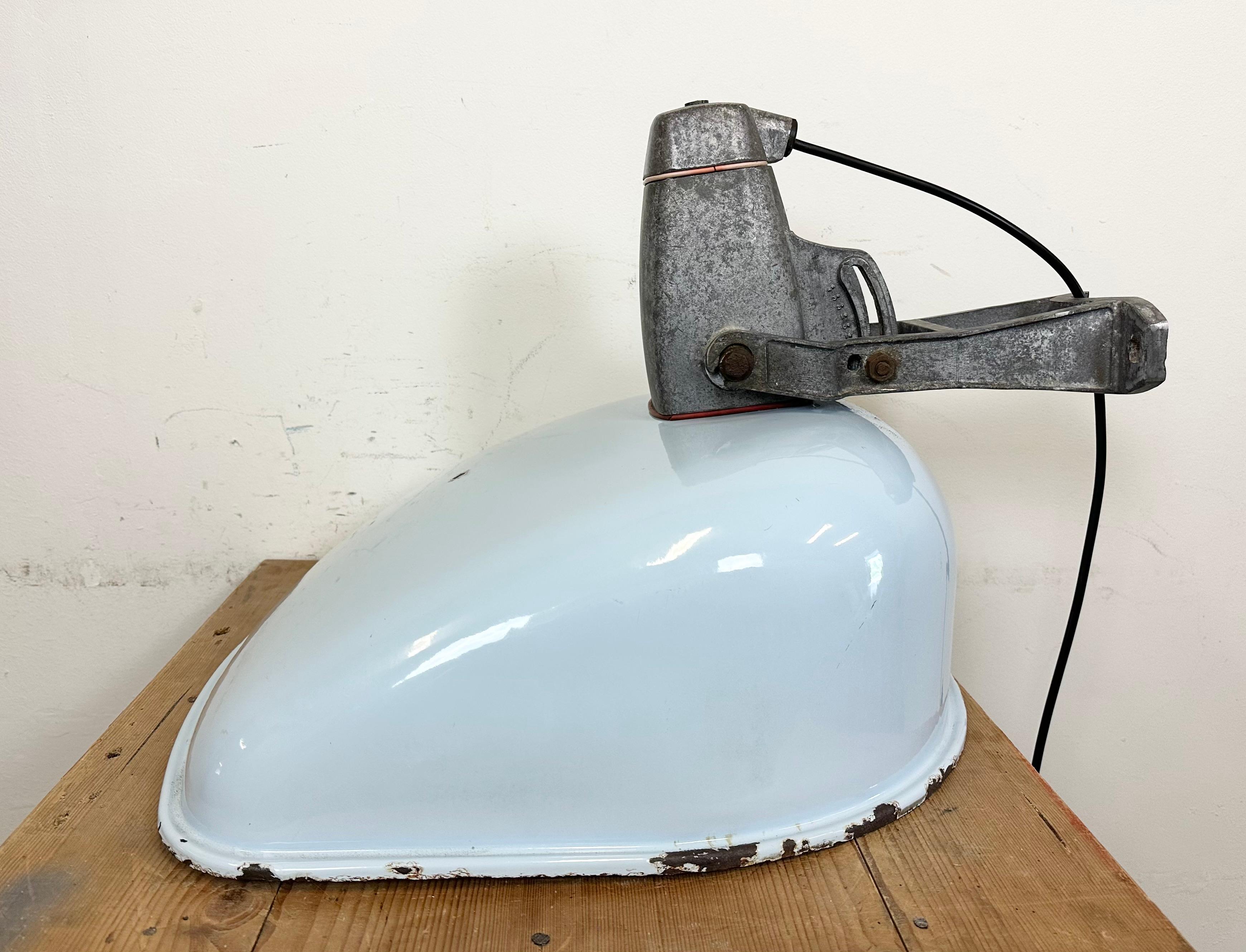 Large Industrial Grey Enamel Wall Lamp, 1960s 12