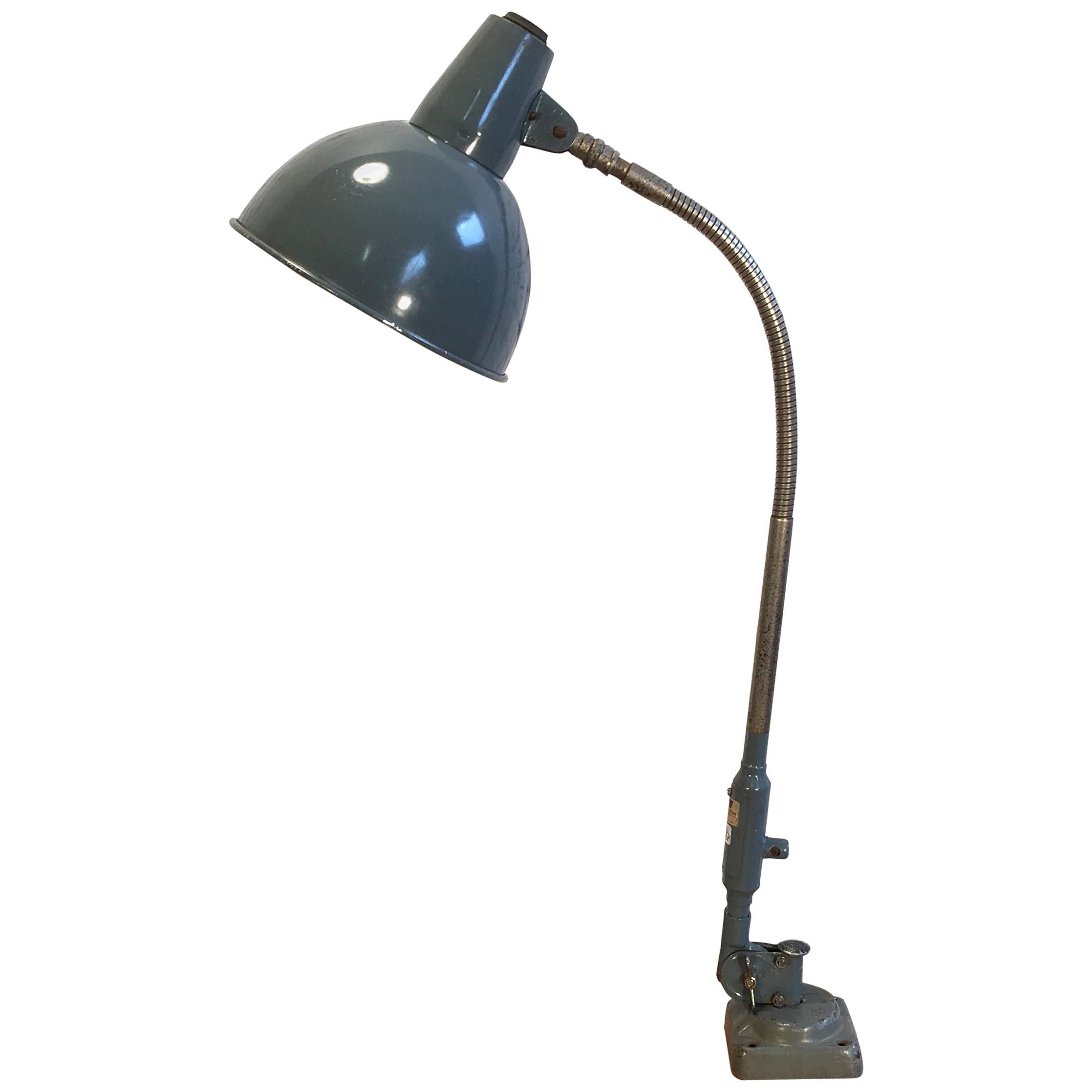 Large Industrial Grey Gooseneck Desk Lamp from SIS, 1950s