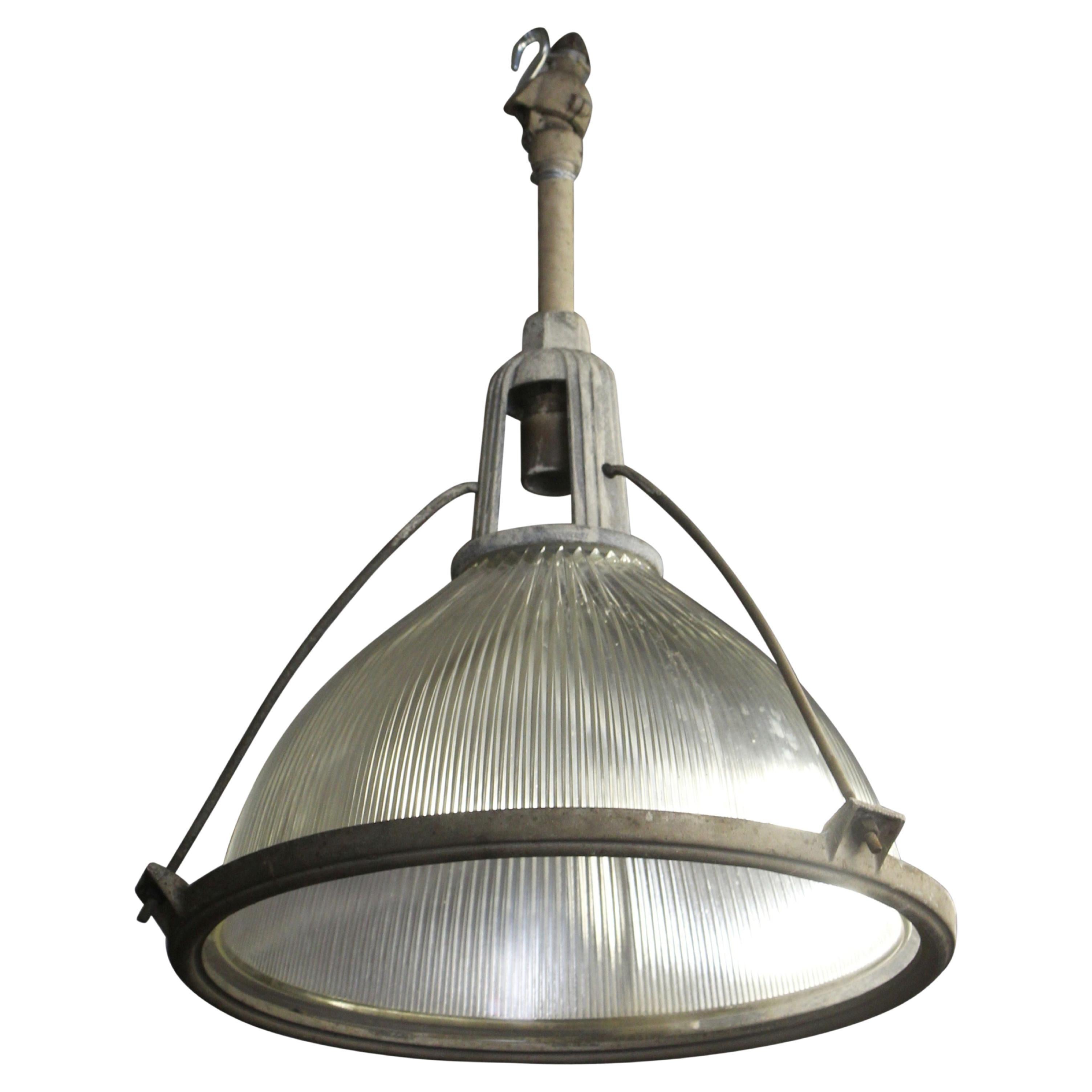Large Industrial Holophane Light with Art Deco Fixture