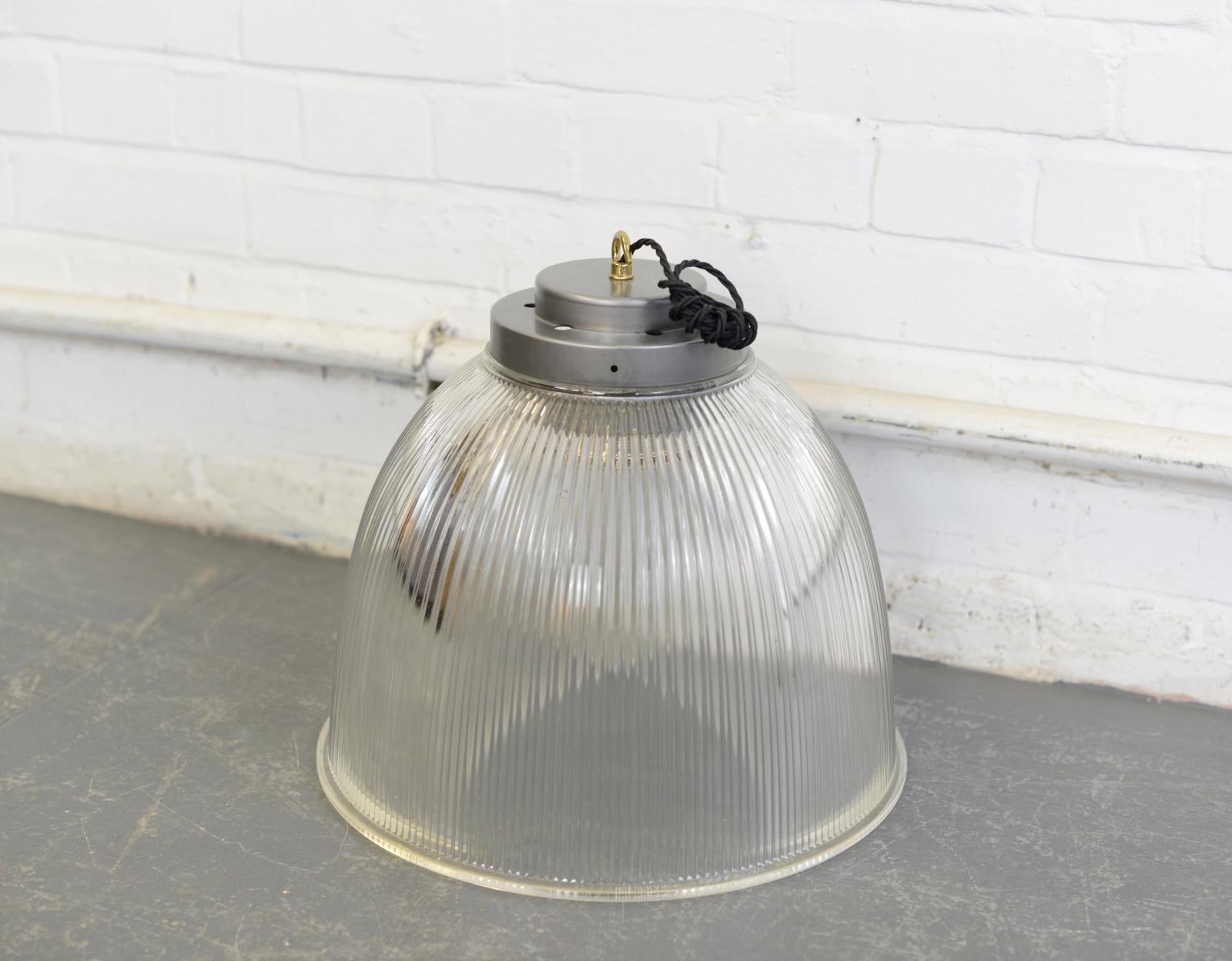 Large Industrial Holophane Pendant Lights, circa 1950s 4