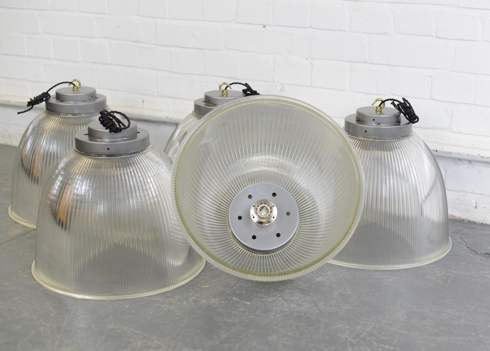 Large Industrial Holophane Pendant Lights, circa 1950s In Good Condition In Gloucester, GB