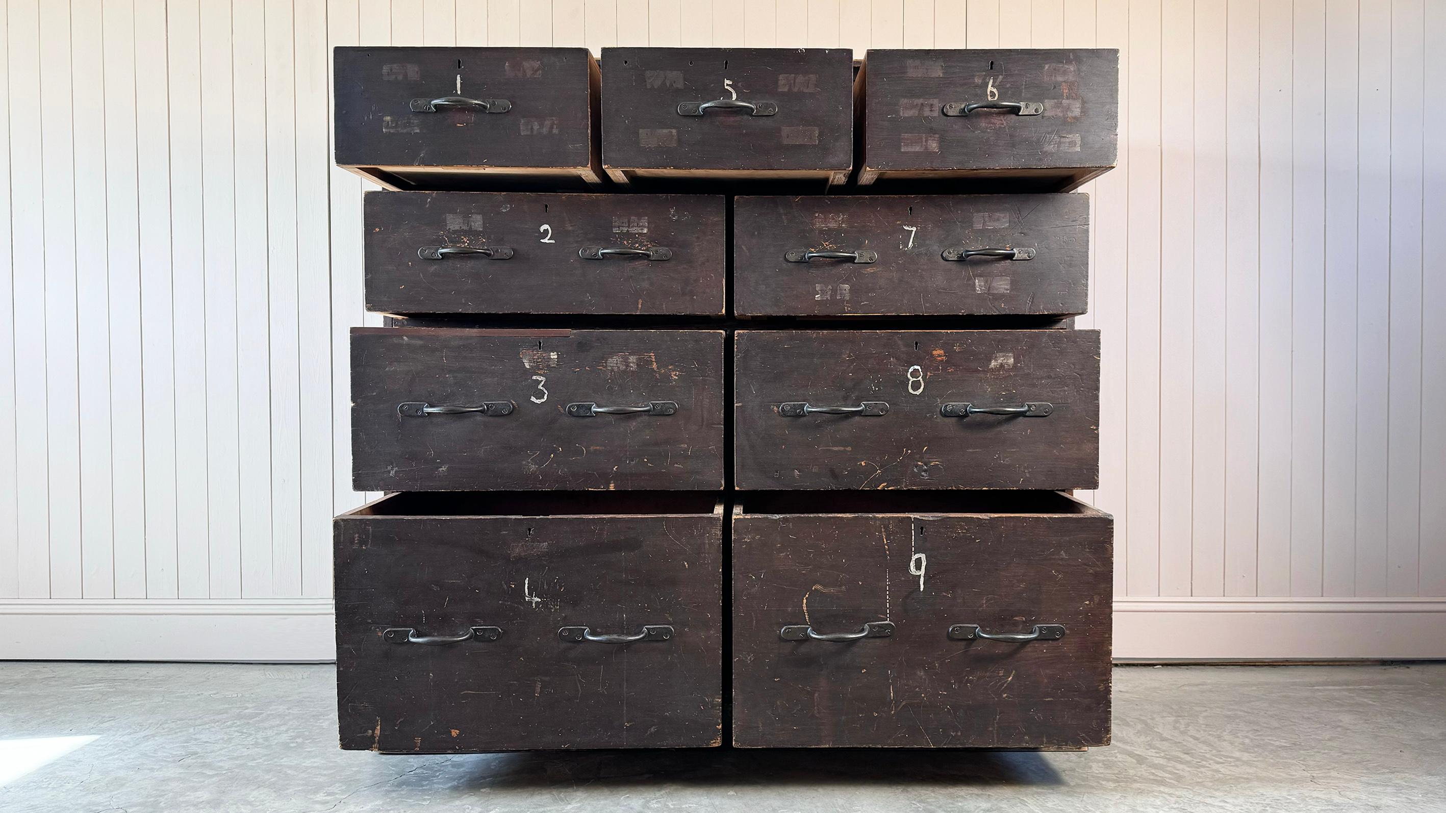 British Large Industrial 'Lace Market' Bank of Drawers