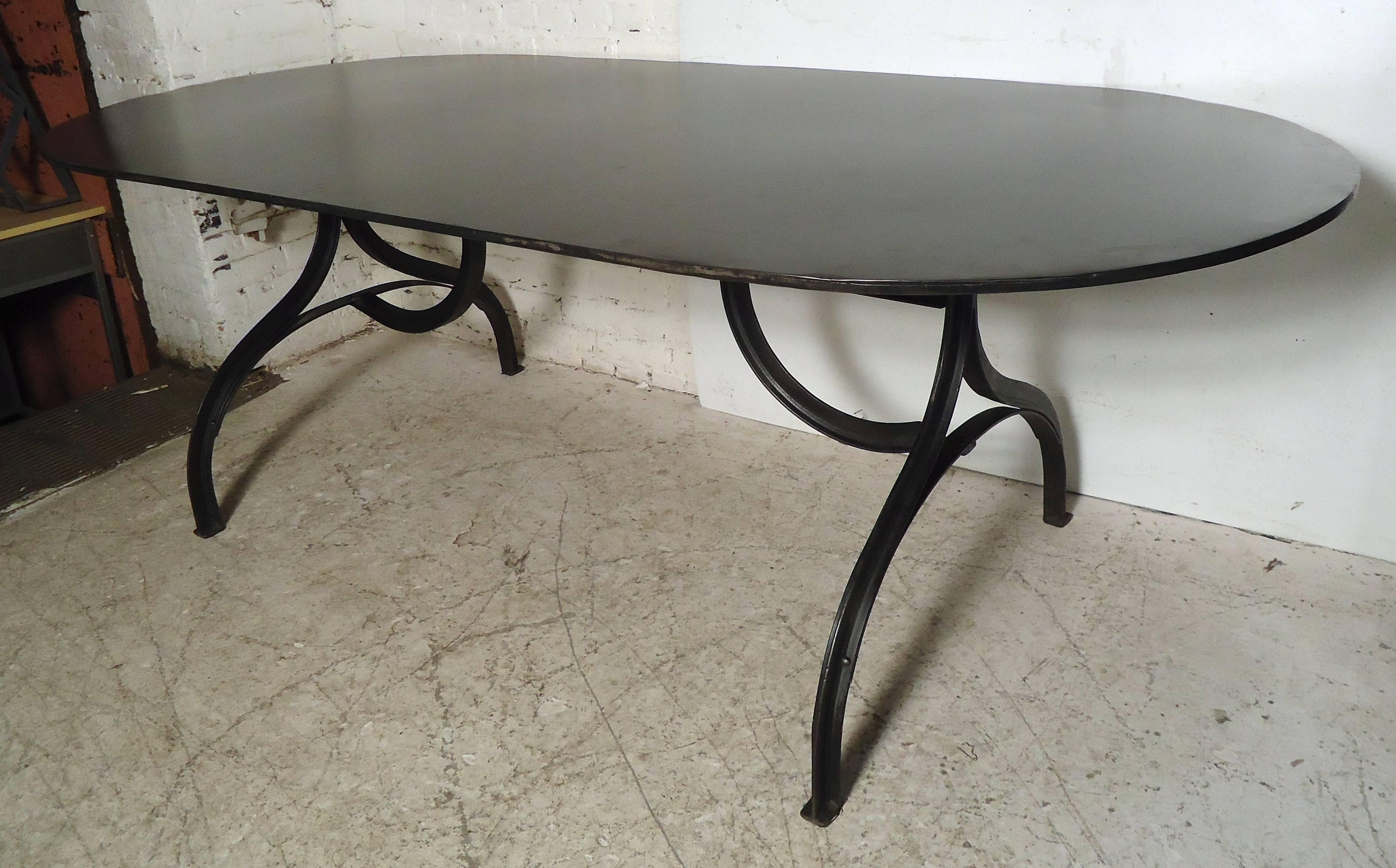 Large Industrial Metal Dining Table In Good Condition In Brooklyn, NY