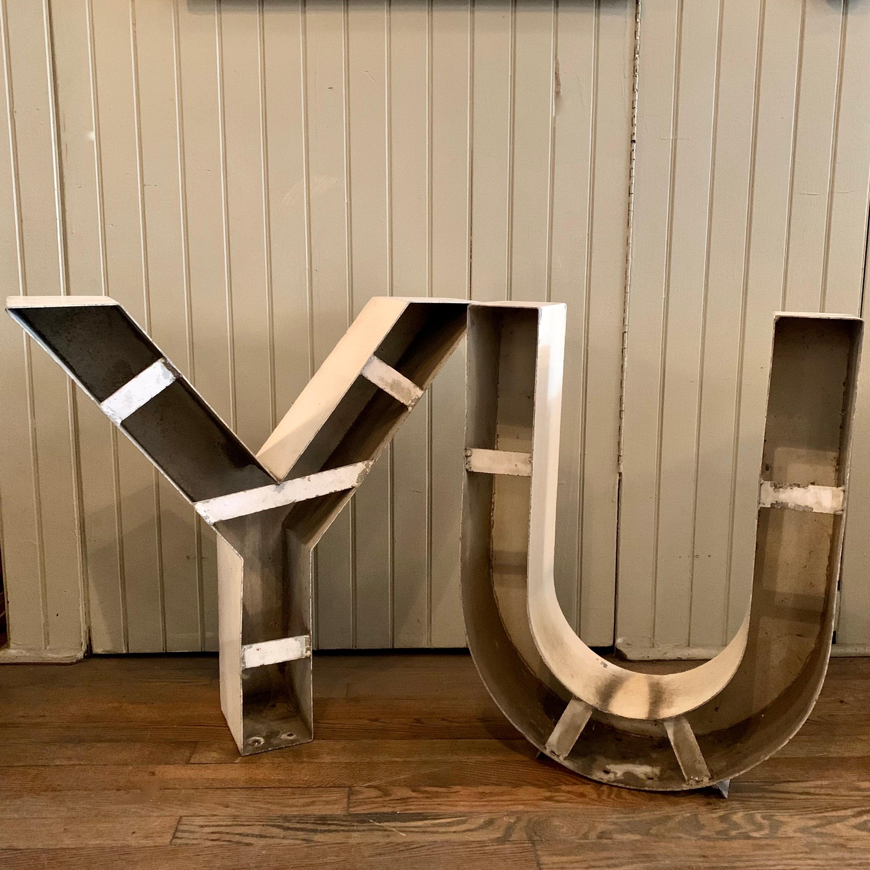 Large Industrial Metal Marquee Letters YOU Set 2