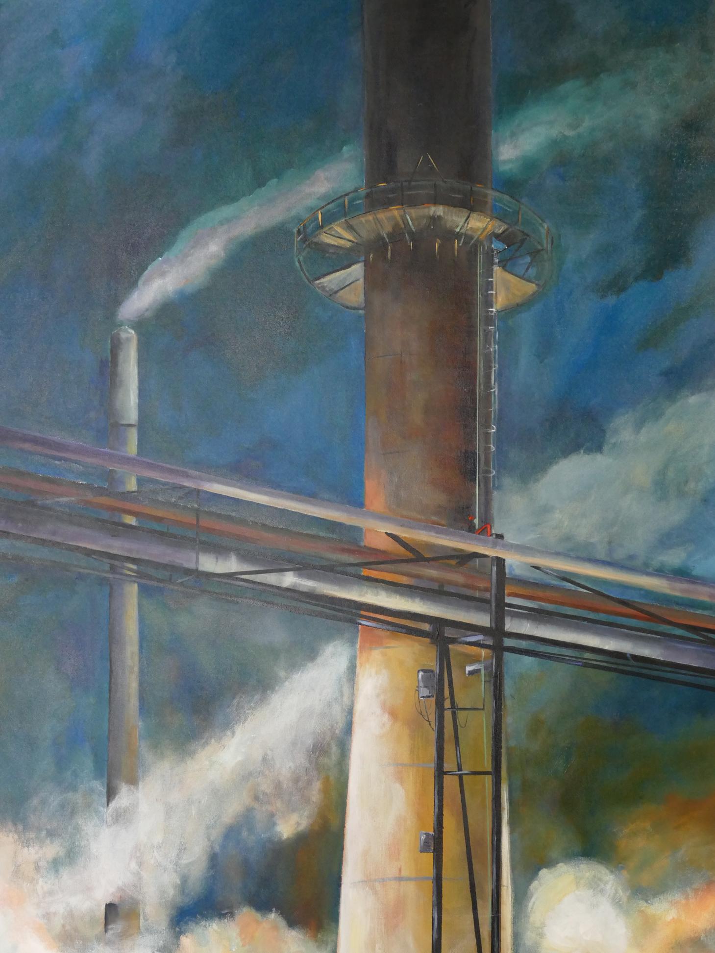 Contemporary Large Industrial Oil on Canvas Titled ‘Pilkington Glass’ For Sale