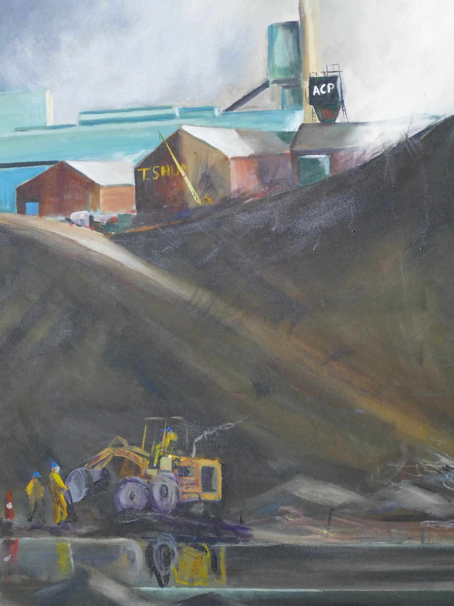 Large Industrial Oil on Canvas Titled ‘Road Builders’ For Sale 2