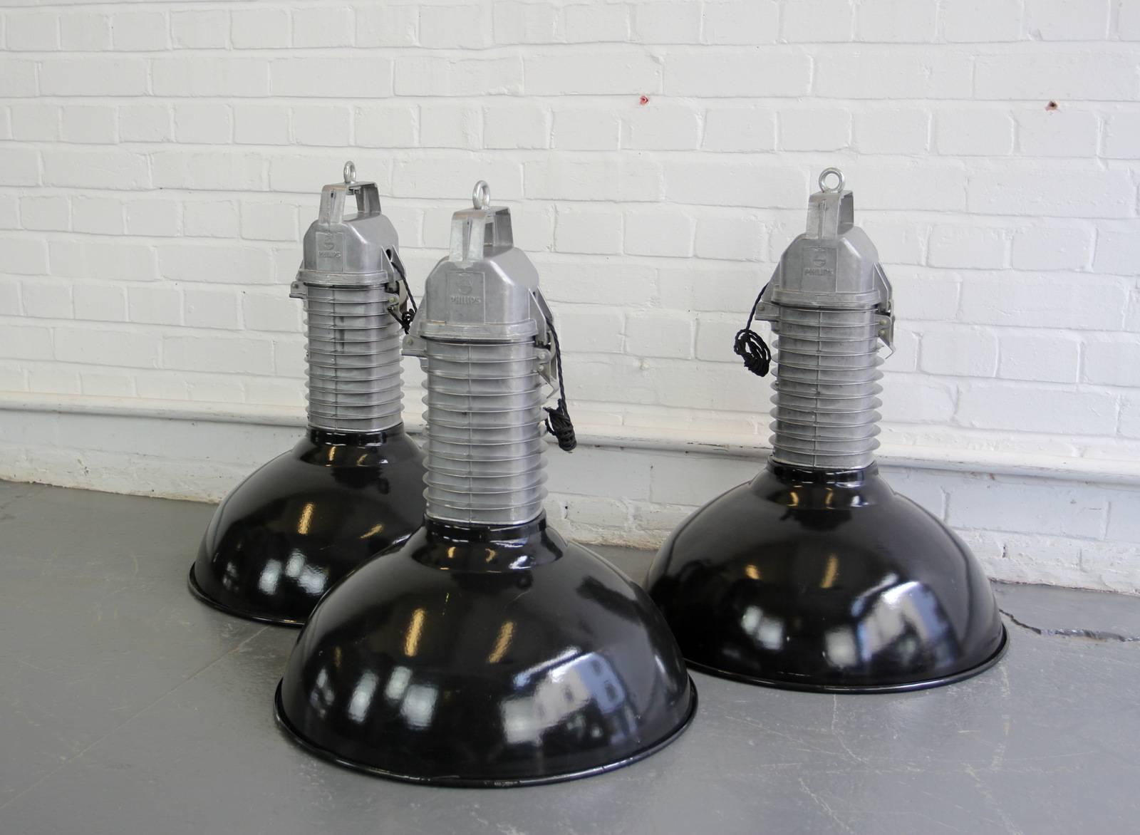 Large Industrial Pendant Lights by Phillips, circa 1950s 1