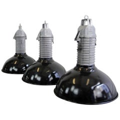 Vintage Large Industrial Pendant Lights by Phillips, circa 1950s