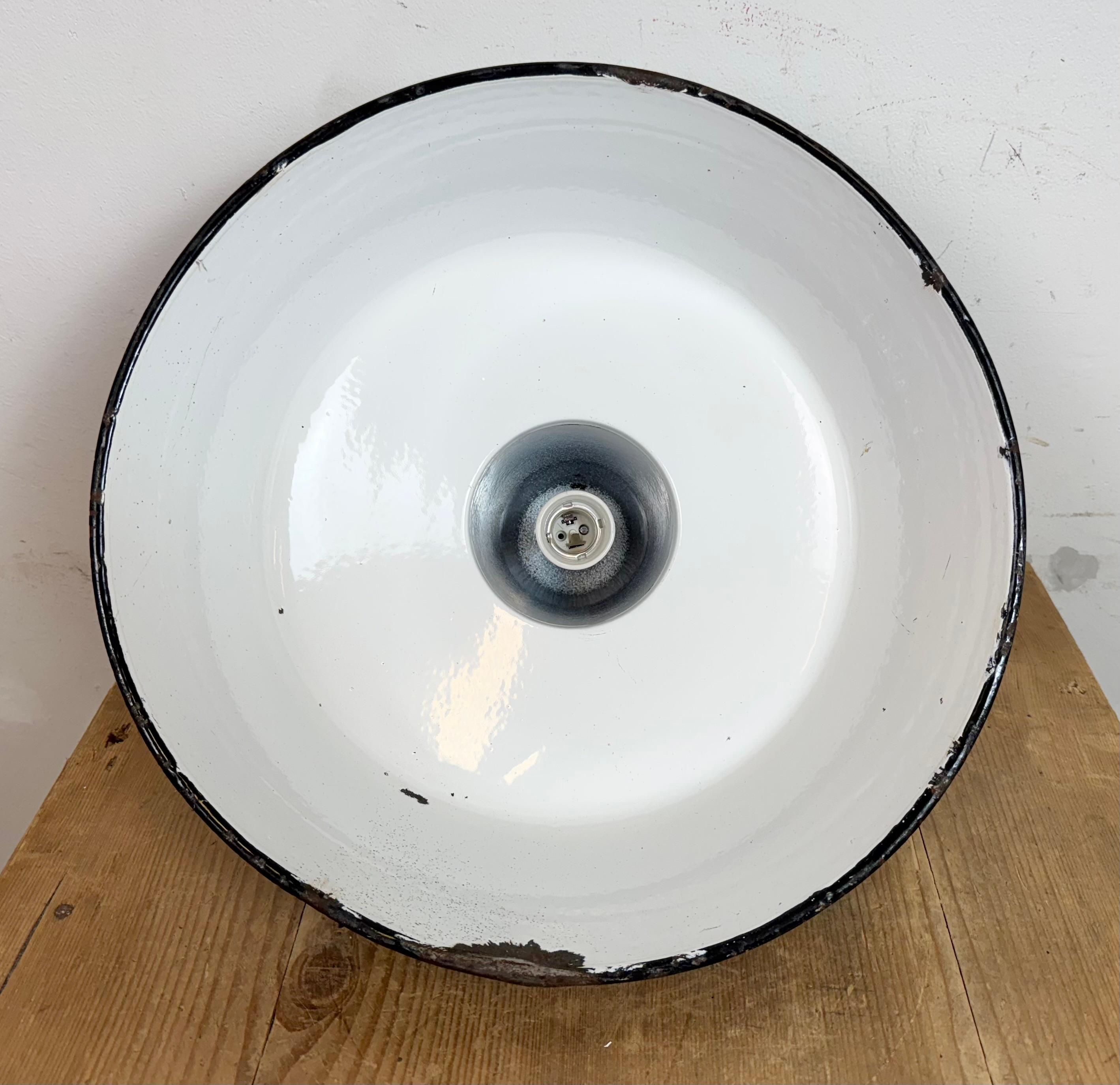 Large Industrial Petrol Enamel Factory Pendant Lamp, 1960s For Sale 11
