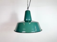 Large Industrial Petrol Enamel Factory Pendant Lamp, 1960s