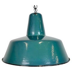 Large Industrial Petrol Enamel Factory Pendant Lamp, 1960s