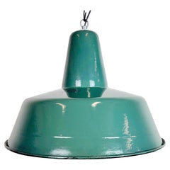 Large Industrial Petrol Enamel Factory Pendant Lamp, 1960s