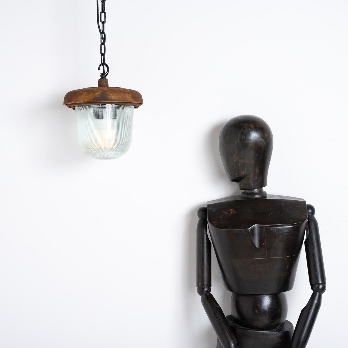 Large Industrial Rusted Pendant Lights Reclaimed From The Eastern Bloc Set of 3 For Sale 7