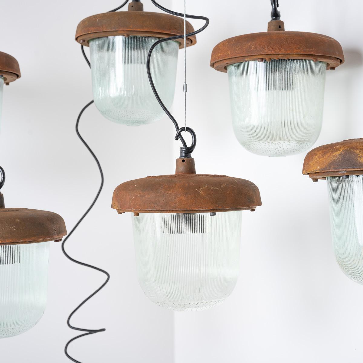 Large Industrial Rusted Pendant Lights Reclaimed From The Eastern Bloc For Sale 10