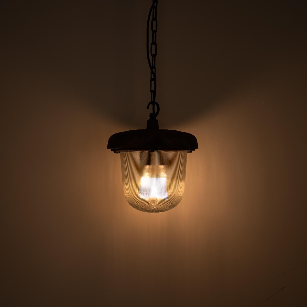 Mid-20th Century Large Industrial Rusted Pendant Lights Reclaimed From The Eastern Bloc Set of 3 For Sale