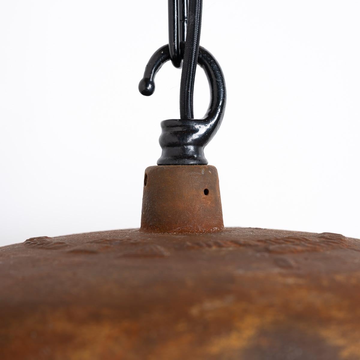 Large Industrial Rusted Pendant Lights Reclaimed From The Eastern Bloc Set of 3 For Sale 2