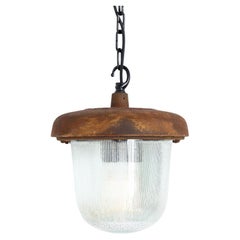 Used Large Industrial Rusted Pendant Lights Reclaimed From The Eastern Bloc