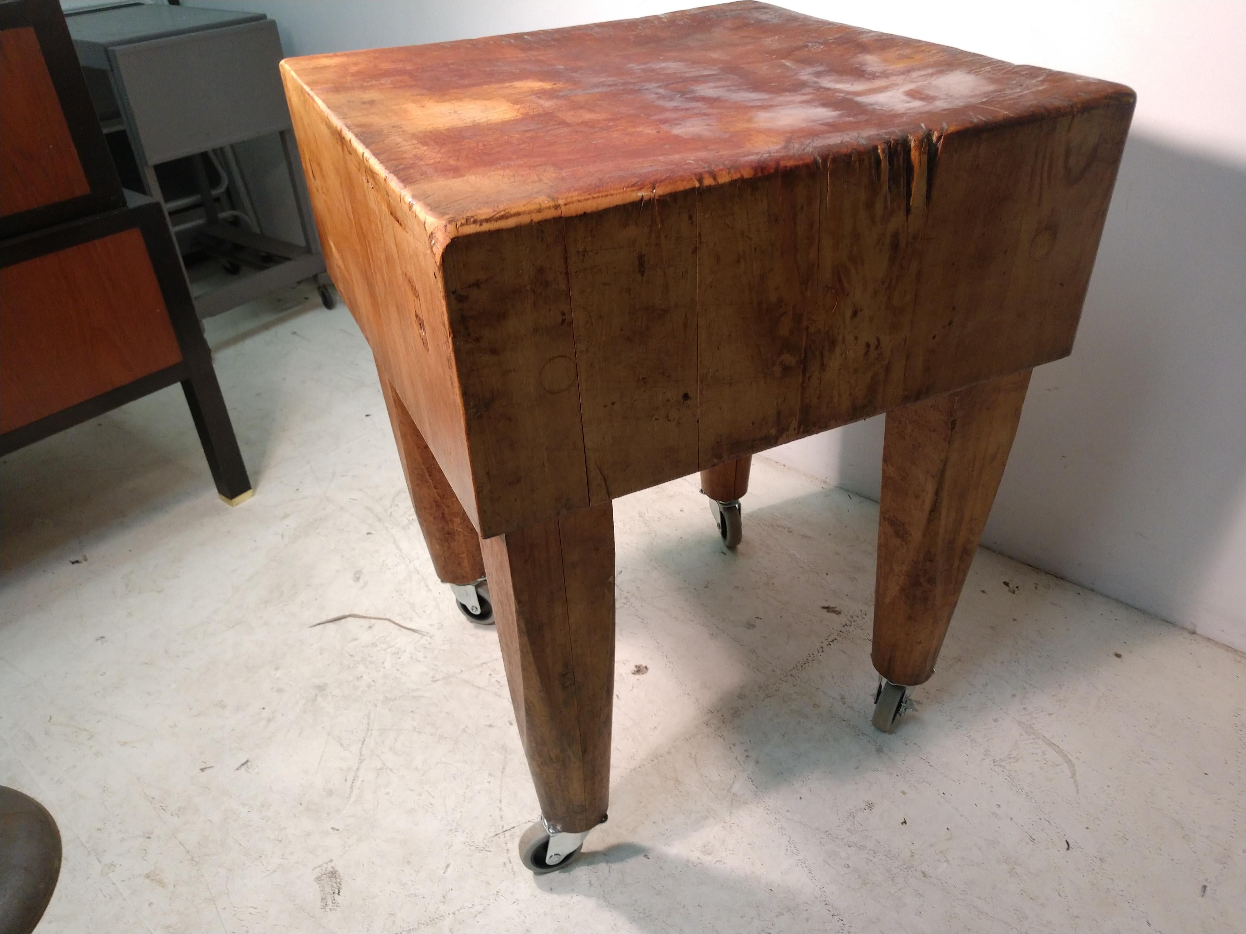 Mid-20th Century Large Industrial Size Maple Butchers Block Table