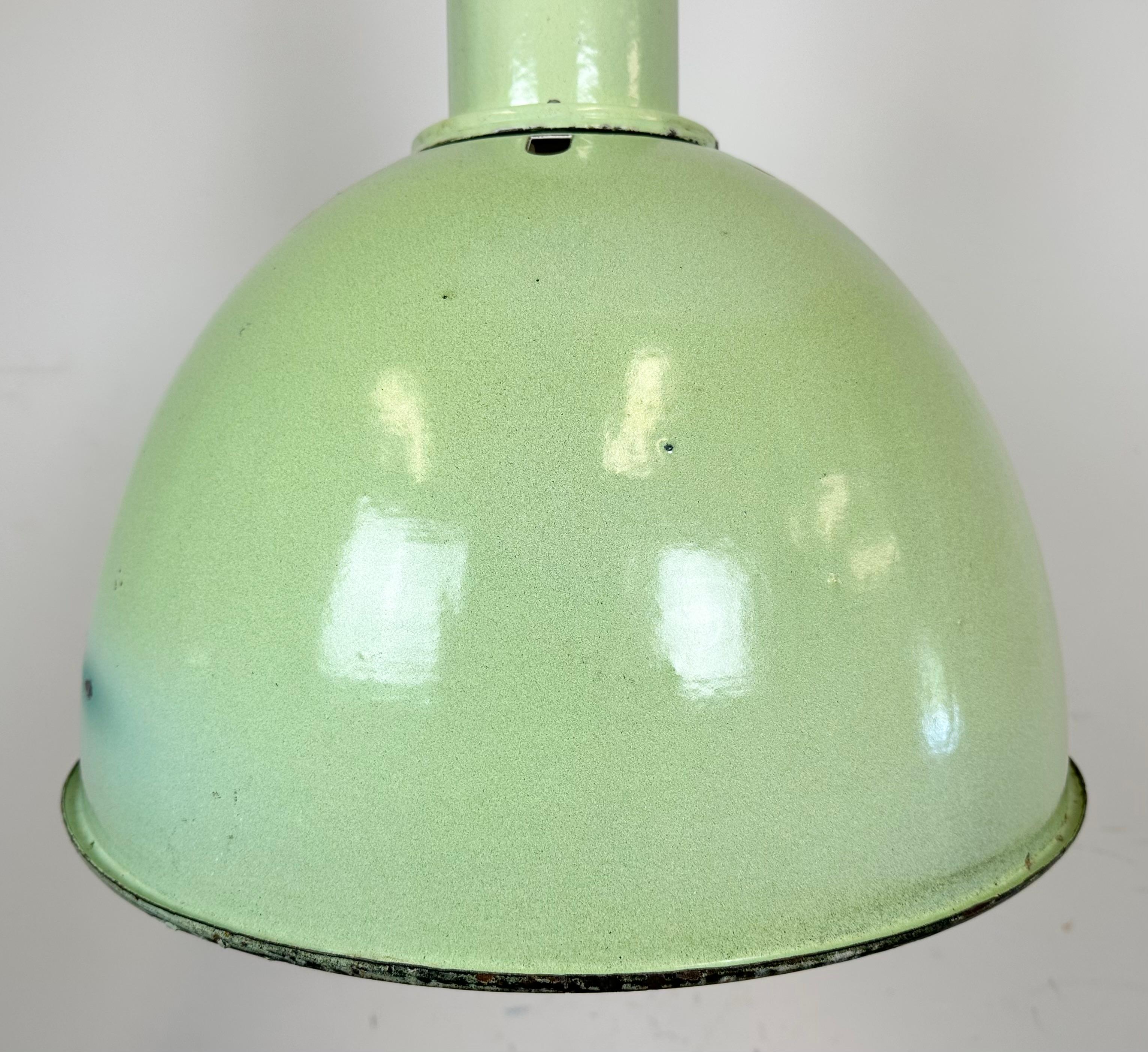 20th Century Large Industrial Soviet Green Enamel Pendant Light, 1960s