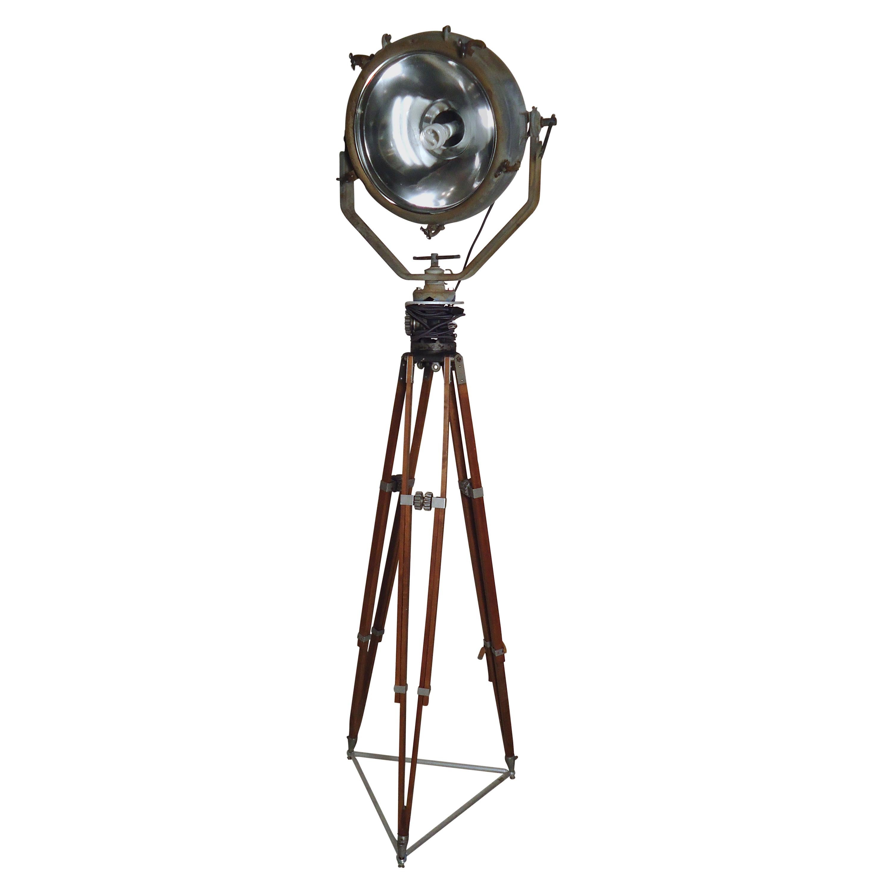 Large Industrial Spotlight on Tripod For Sale at 1stDibs