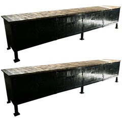 Large Industrial Steel Workbench Sideboard Loft Style No. 2 of Pair