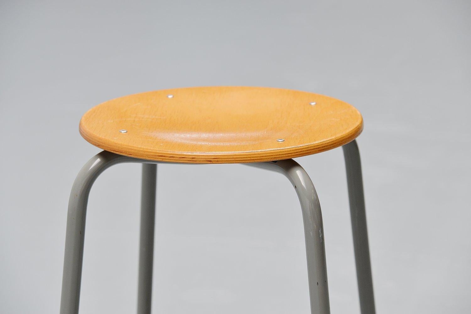 Lacquered Large Industrial Stool Set by Ahrend de Cirkel, Holland, 1970